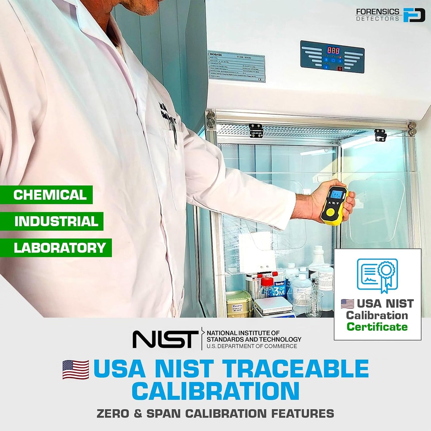 Benzene Detector (C6H6) by Forensics | USA NIST Calibration & Certificate | Dust & Explosion Proof | USB Recharge | Sound, Light and Vibration Alarms | 0-20 ppm |