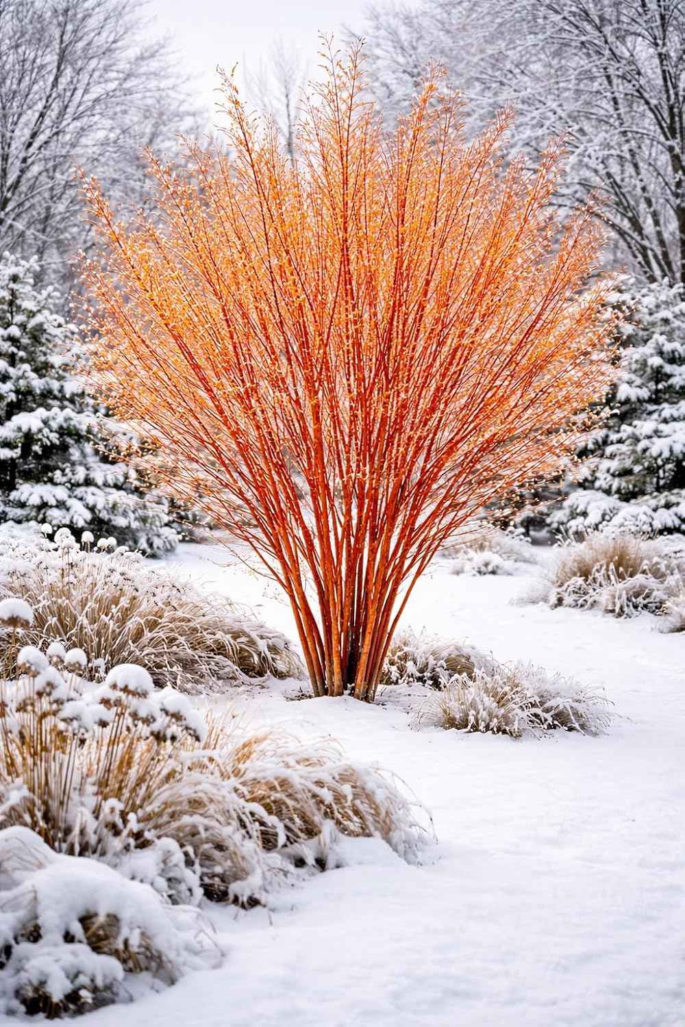 Flame Willow Tree Cuttings for Planting – Bright Red & Orange Stems – Fast Rooting Willow for Colorful Landscaping, Privacy & Winter Interest (2 Trees)