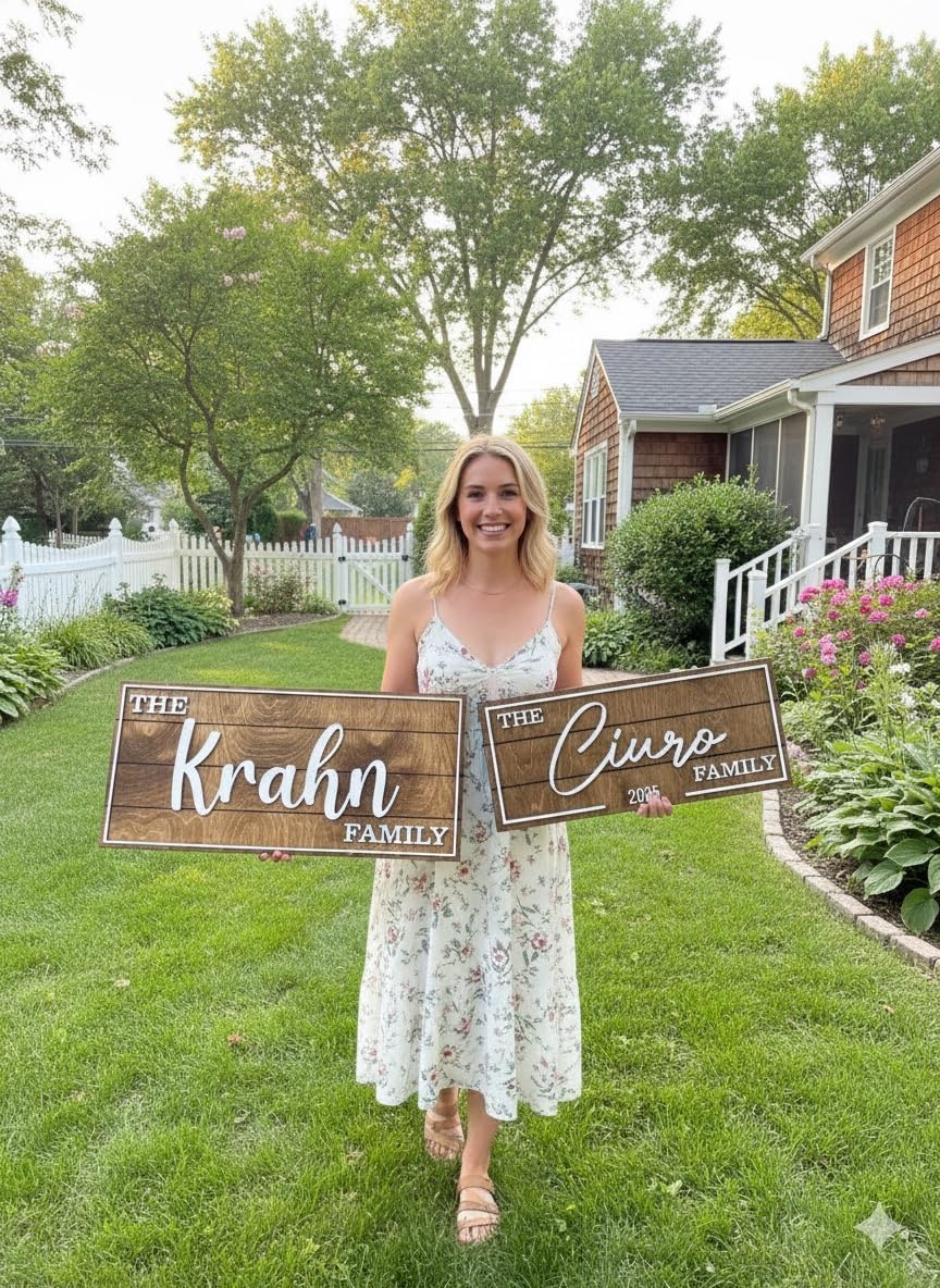 Personalized Family Name Sign - Custom Art Deco Last Name Wood Wall Decor Plaque, Rustic Farmhouse Style Wedding Gift, Housewarming Gift, Custom Wooden Wall Hanging with Established Date, Large Wall Art for Living Room or Entryway