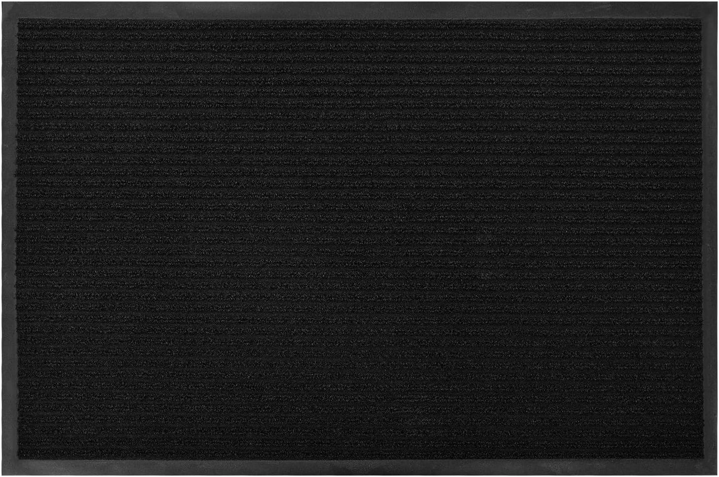 fani Heavy Duty Jet Black Striped Floor Door Mats Entryway Mats Outdoor Indoor Entrance Doormat Waterproof Low Profile Home Rug with Anti-Skid Rubber Back (Jet Black, 23" x 35")