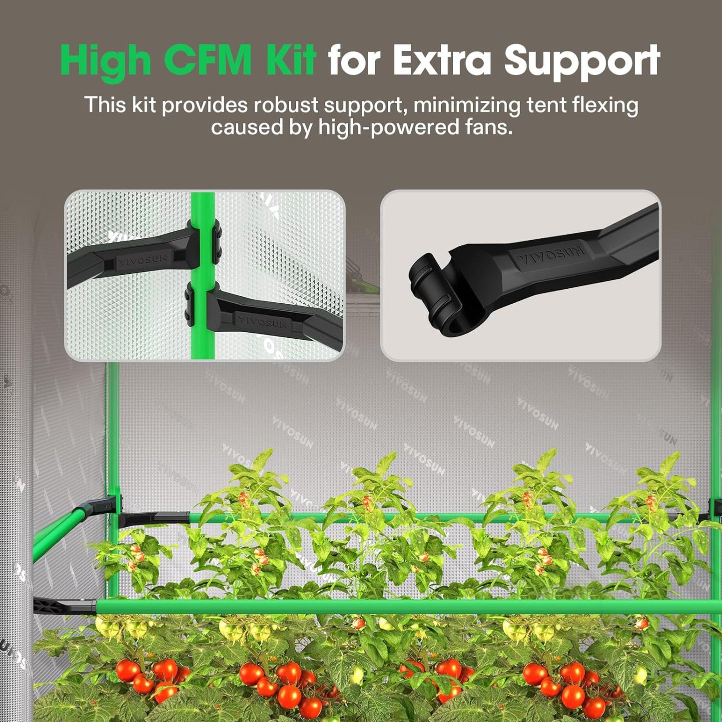VIVOSUN P108 120"×120"×80" PRO Grow Tent, with Thick 1 inch Poles, Strengthened High Reflective Mylar Oxford Fabric, Extra Hanging Bars & High CFM Kit for Hydroponics Indoor Plant for VSFD6500×4