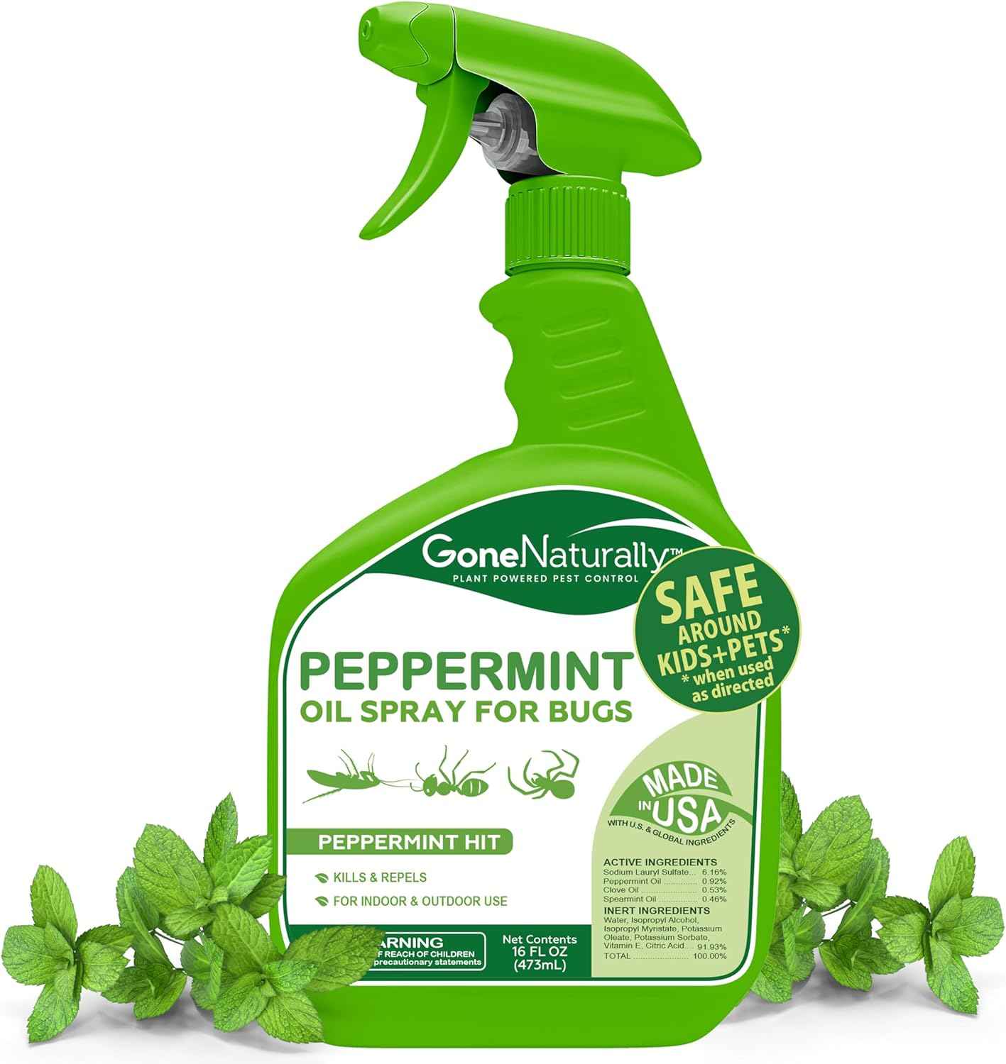 Peppermint Oil Spray for Bugs– Extra Strong Insect Repellent & Bug Spray for Home– Kills & Repels Ants, Roaches, Spiders & More– Safe Around Kids & Pets– Indoor & Outdoor Use (16oz)
