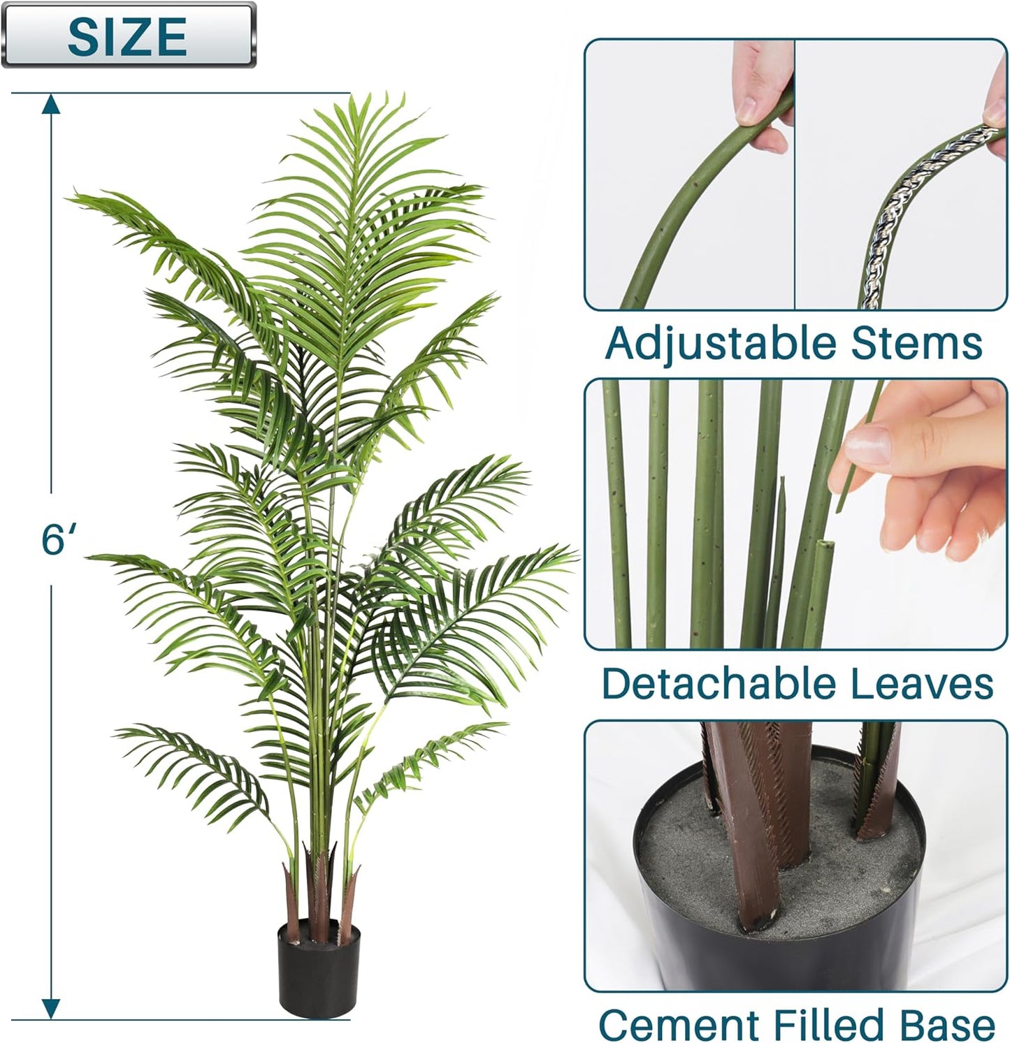 2 Pcs Artificial Palm Tree with Planter Fake Plants 6ft Faux Tree Indoor for Home Decor Living Room Decor