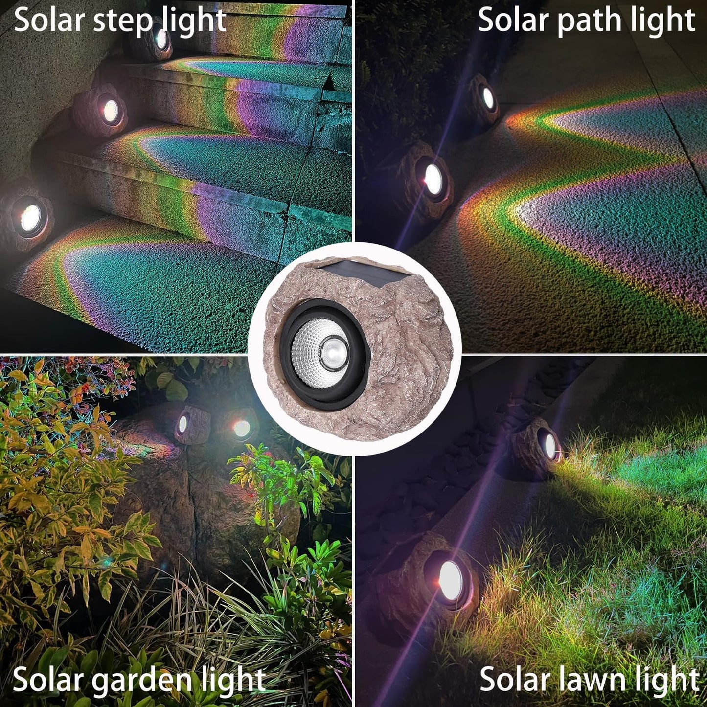 Solar Rock Lights Outdoor Waterproof, 4 Pack LED Colored Garden Rock Solar Light, Stone Statue Bright Solar Spot Light for Path, Yard, Patio, Lawn, Porch, Yard Decor.