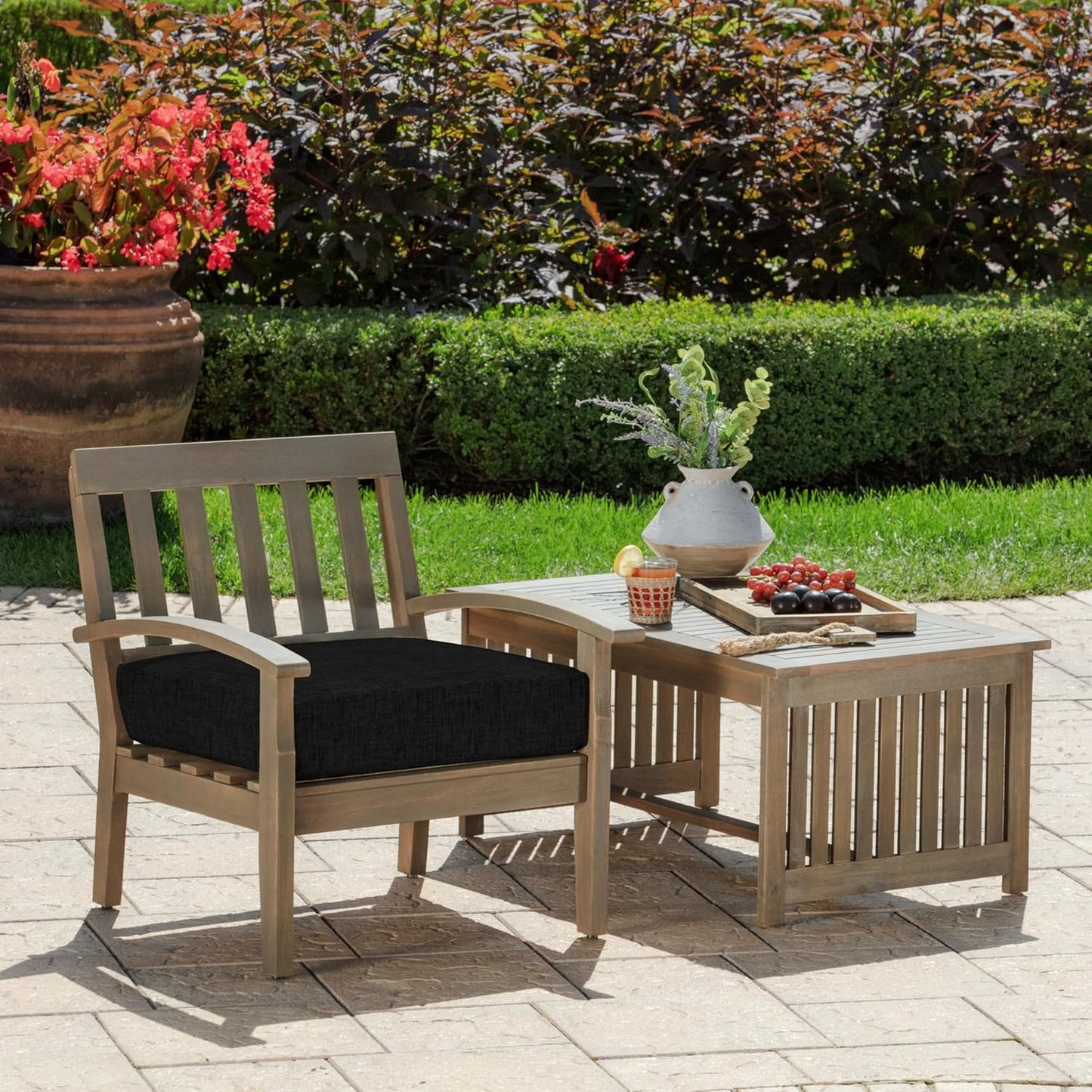 Arden Outdoor Deep Seat Bottom Cushion, 24 x 24, Rain-Proof, Fade Resistant 24 x 24, Black Leala