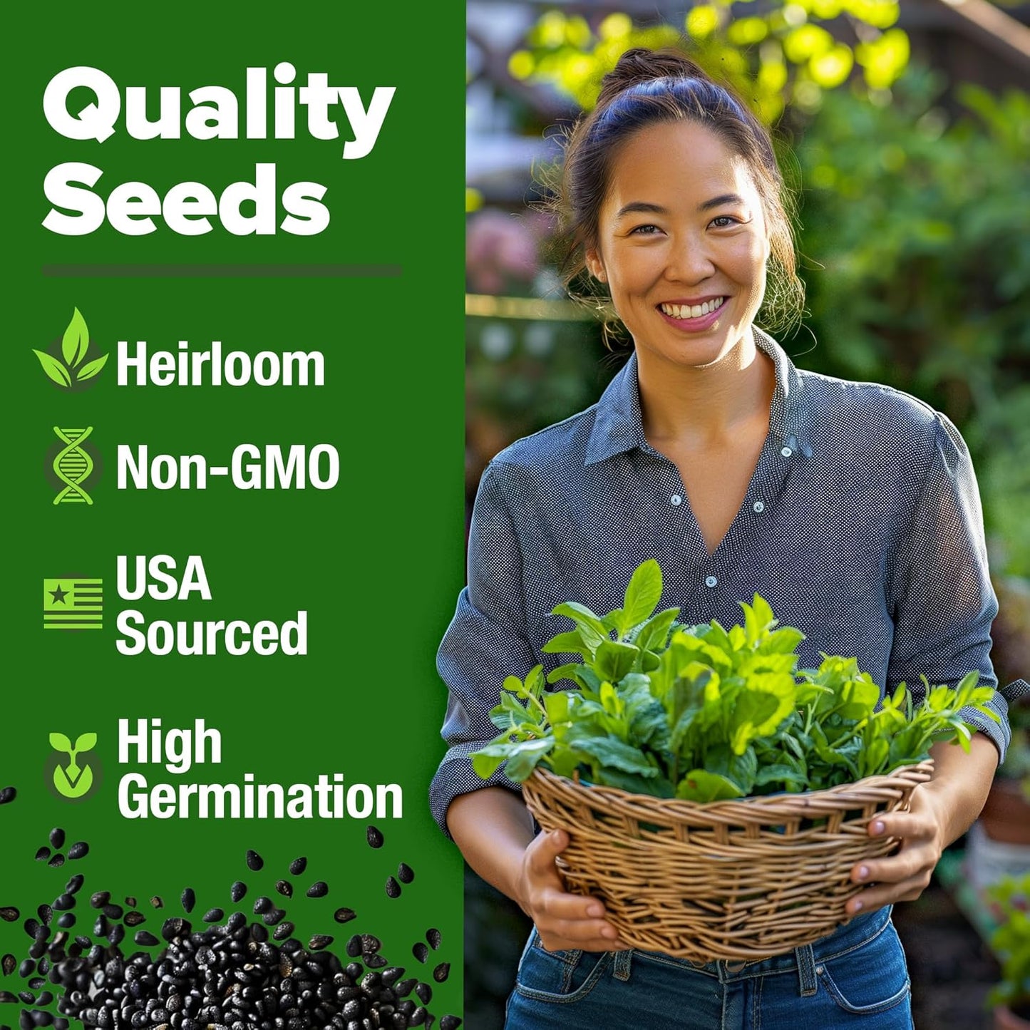 HOME GROWN Premium Common Mint Seeds (Bulk Pack) 3,600 𝗡𝗢𝗡-𝗚𝗠𝗢 𝗨𝗦𝗔 Heirloom Herb Seeds, USA Sourced | Ideal for Planting Outdoors or Indoors for a Fresh Mint Tea Garden (Mentha spp)