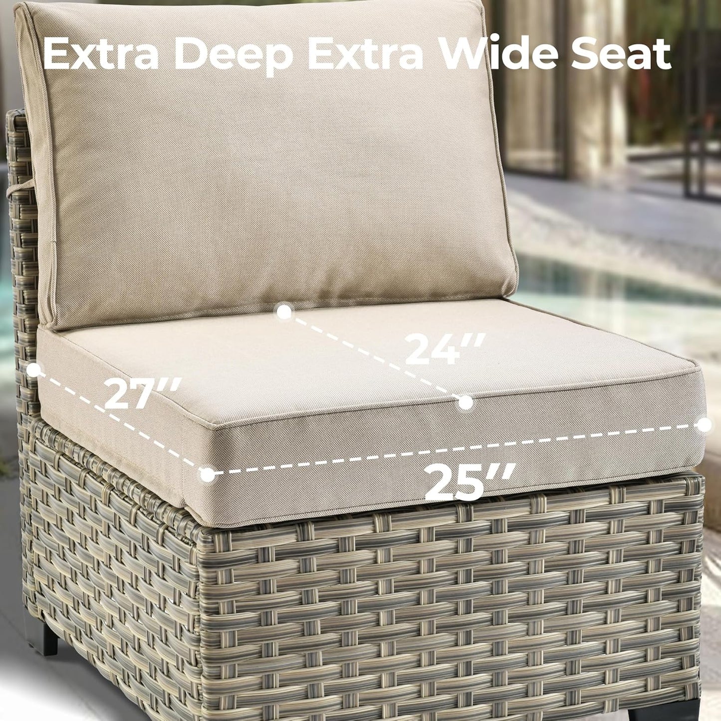 HOOOWOOO Outdoor Sectional Patio Furniture Set,6 Pieces Wicker Conversation Sets L Shaped Couch,Extra Deep Out Door Sofa Outside Furniture,Beige