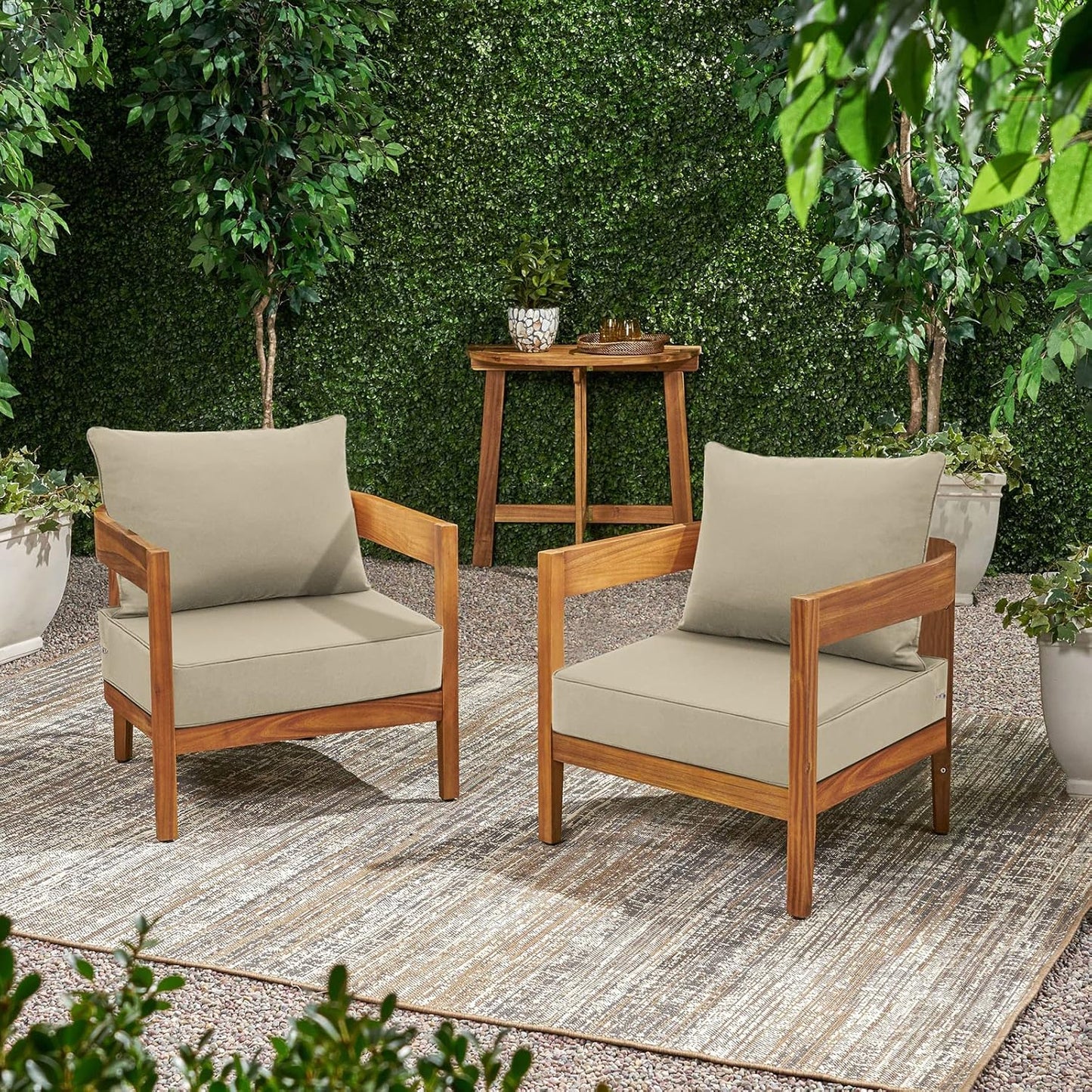 Favoyard Outdoor Seat Cushion Set 22 x 24 Inch Waterproof & Fade Resistant Patio Furniture Cushions with Removable Cover Deep Seat & Back Cushion with Handle and Adjustable Straps for Chair Sofa Couch