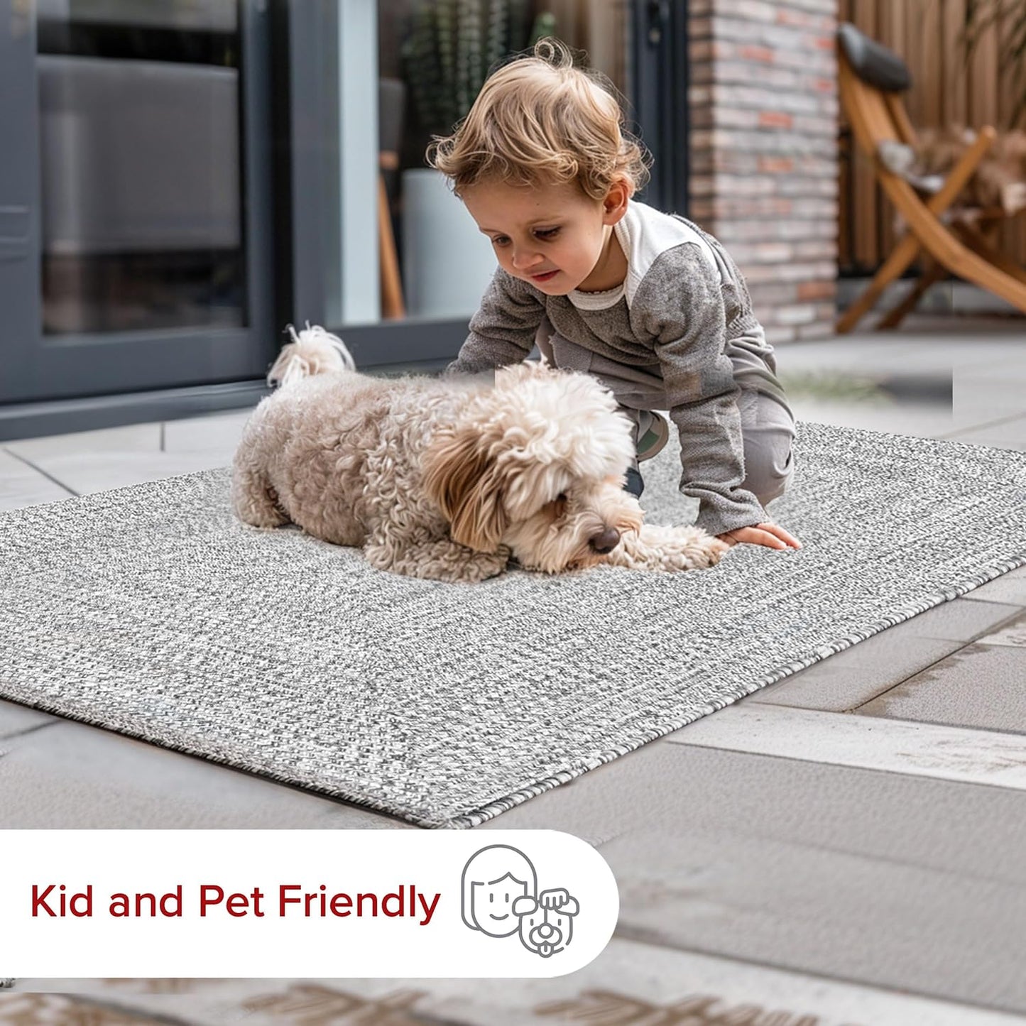 nuLOOM 5' Round Solid Hand Braided Indoor/Outdoor Area Rug, Pet-Friendly, High Traffic, Weather Resistant, for Patio, Balcony, Bedroom, Living, Dining Room, Wynn Salt and Pepper