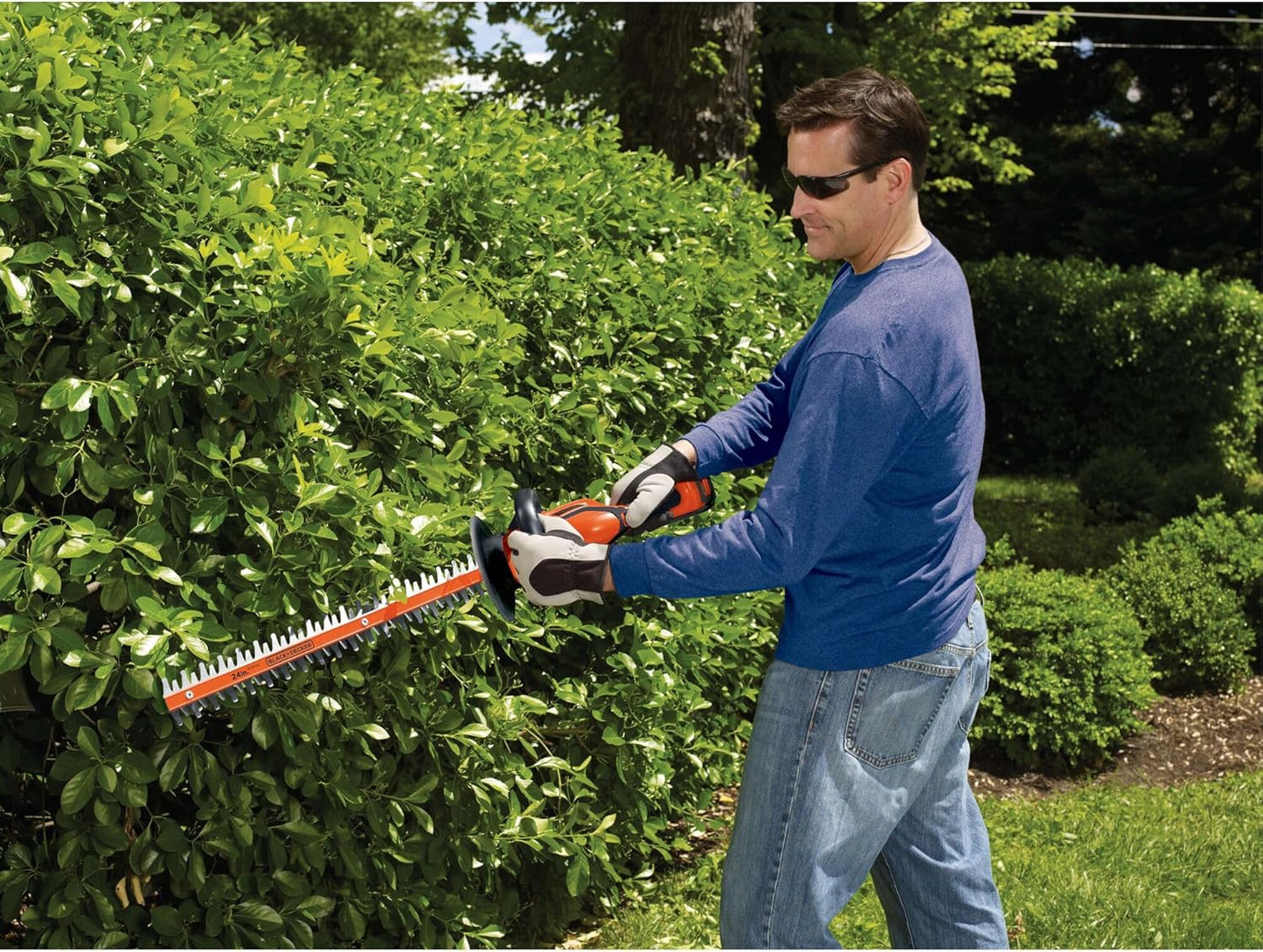 BLACK+DECKER 40V MAX Hedge Trimmer, Cordless, 24-Inch Blade, Battery and Charger Included (LHT2436)