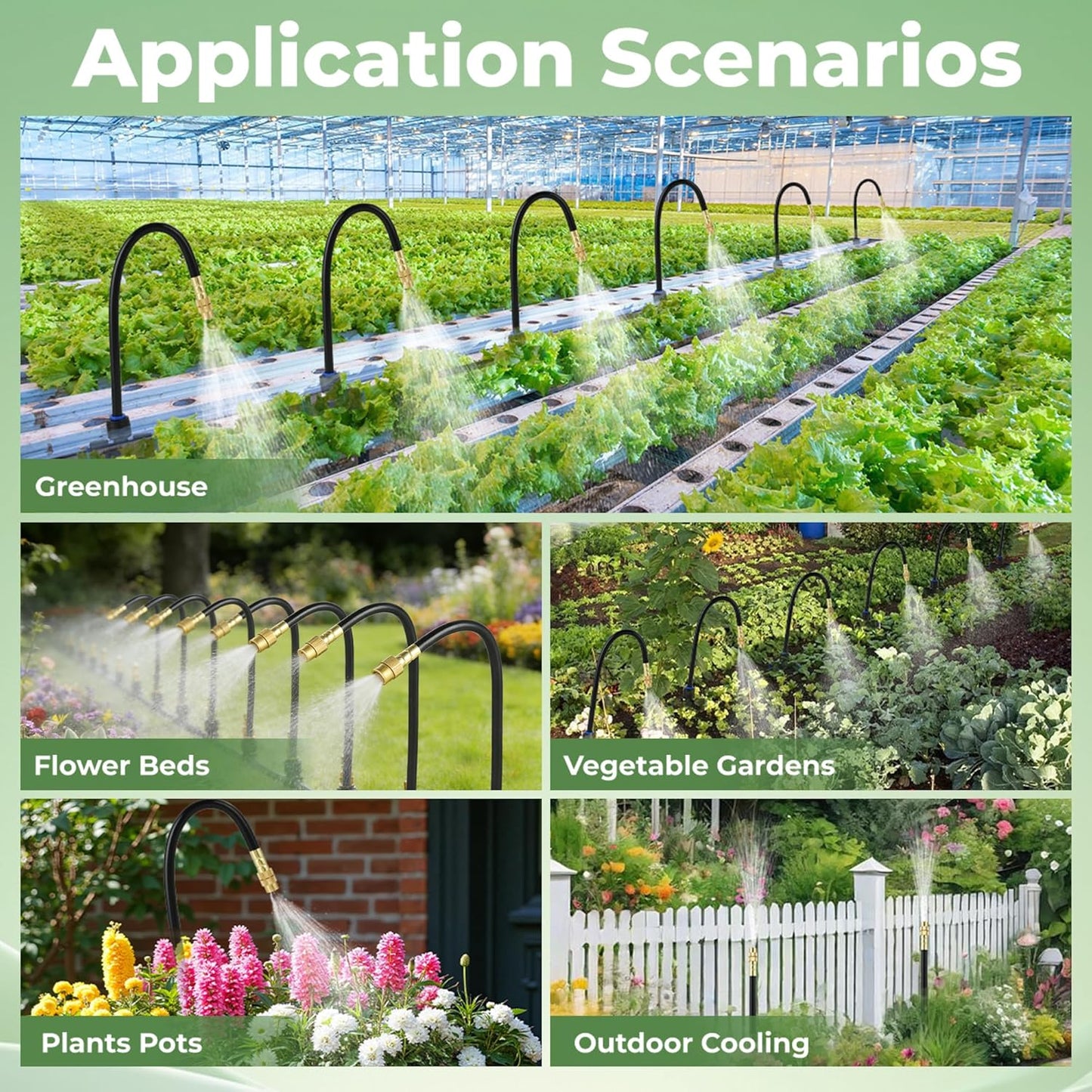 120FT Drip Irrigation System for Garden: Quick Connect PE Tubing Automatic Water Sprinkler Kit Adjustable Misting Part 1/4" Watering Hose for Outdoor Raised Bed Plants Flower Yard Greenhouse