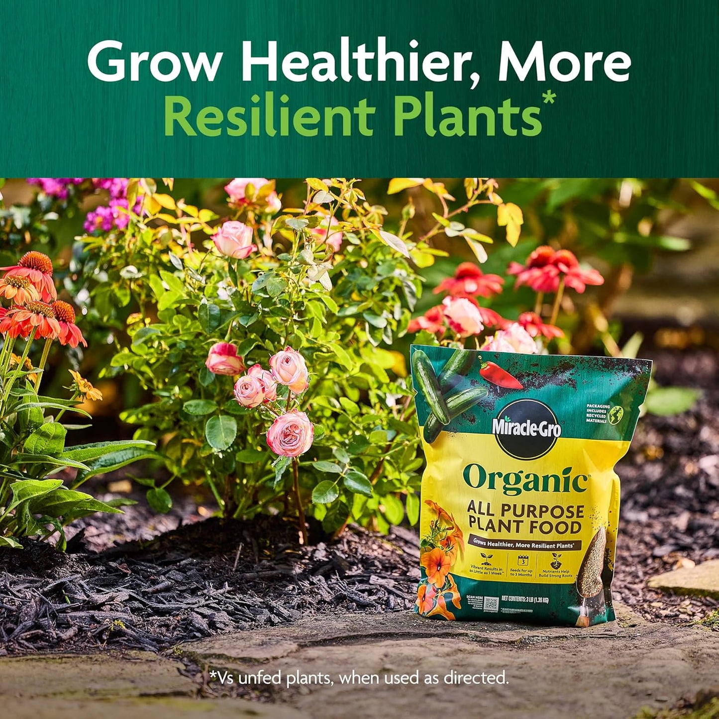 Miracle-Gro Organic All Purpose Plant Food - Garden Fertilizer for Outdoor Vegetables, Flowers, Container and In-Ground Plants, Feeds up to 3 Months, OMRI Listed, 3 lb. (2-Pack)