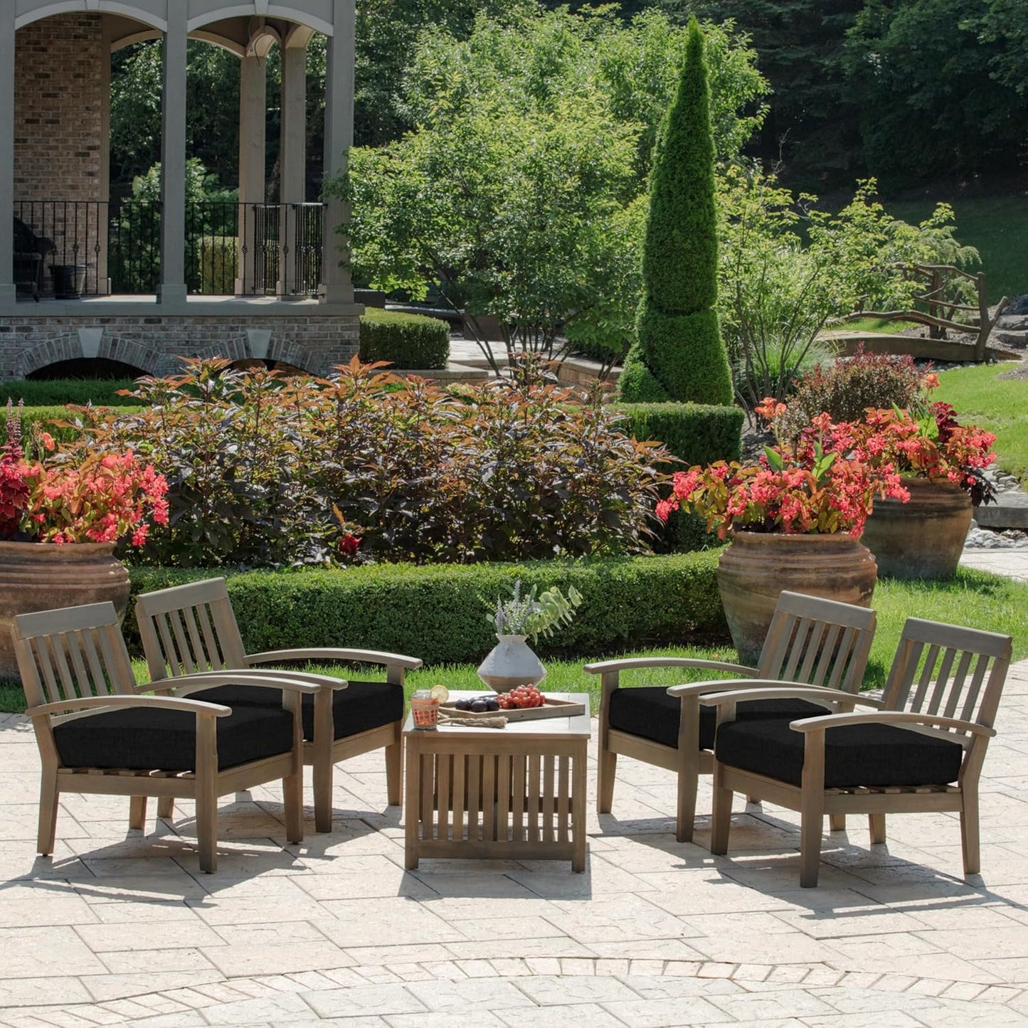 Arden Outdoor Deep Seat Bottom Cushion, 24 x 24, Rain-Proof, Fade Resistant 24 x 24, Black Leala