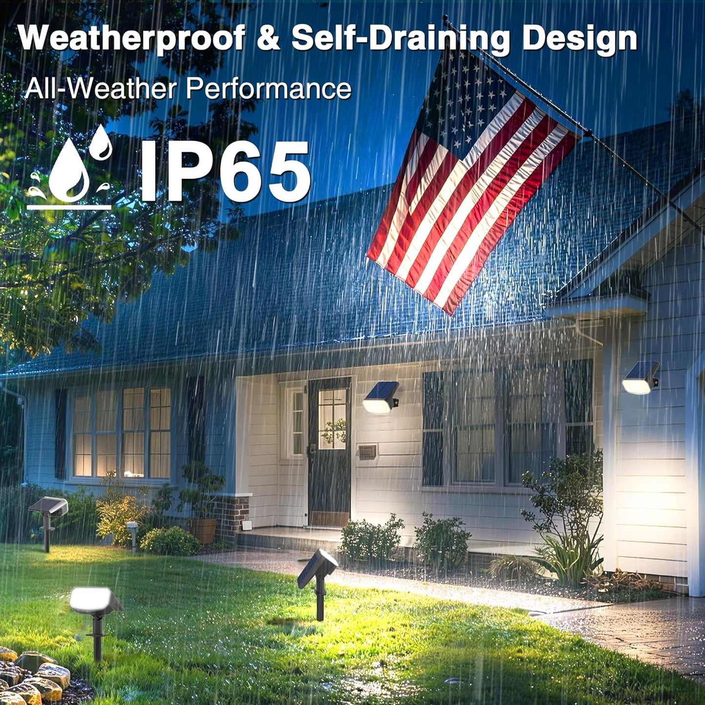 Solar Lights Outdoor Waterproof IP65, Super Bright LED with Lens, 6500K 2 Lighting Modes, Solar Powered Yard Garden Solar Spot Lights for Outside Landscape Auto On/Off - 6 Pack