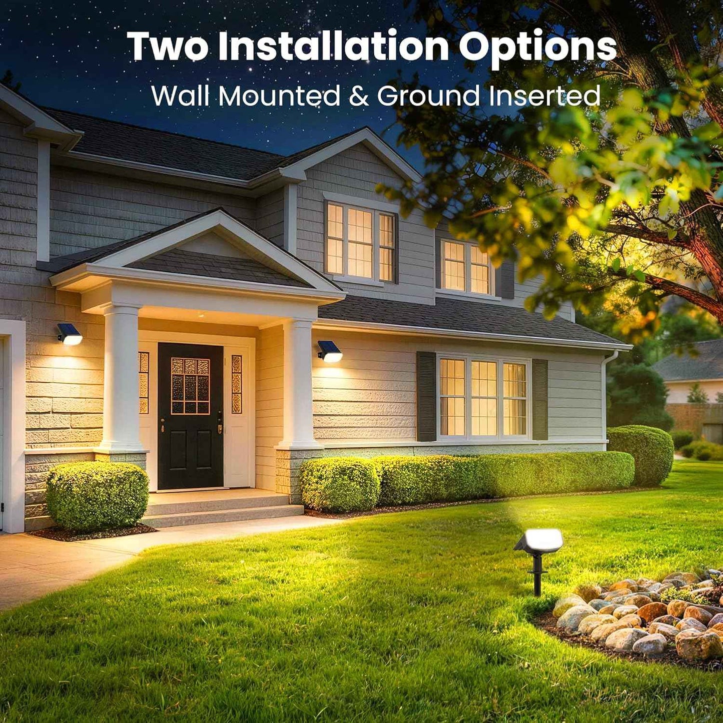 Solar Lights Outdoor Waterproof IP65, Super Bright LED, 3000K 2 Lighting Modes, Solar Powered Yard Garden Solar Spot Lights for Outside Landscape Auto On/Off -4 Pack