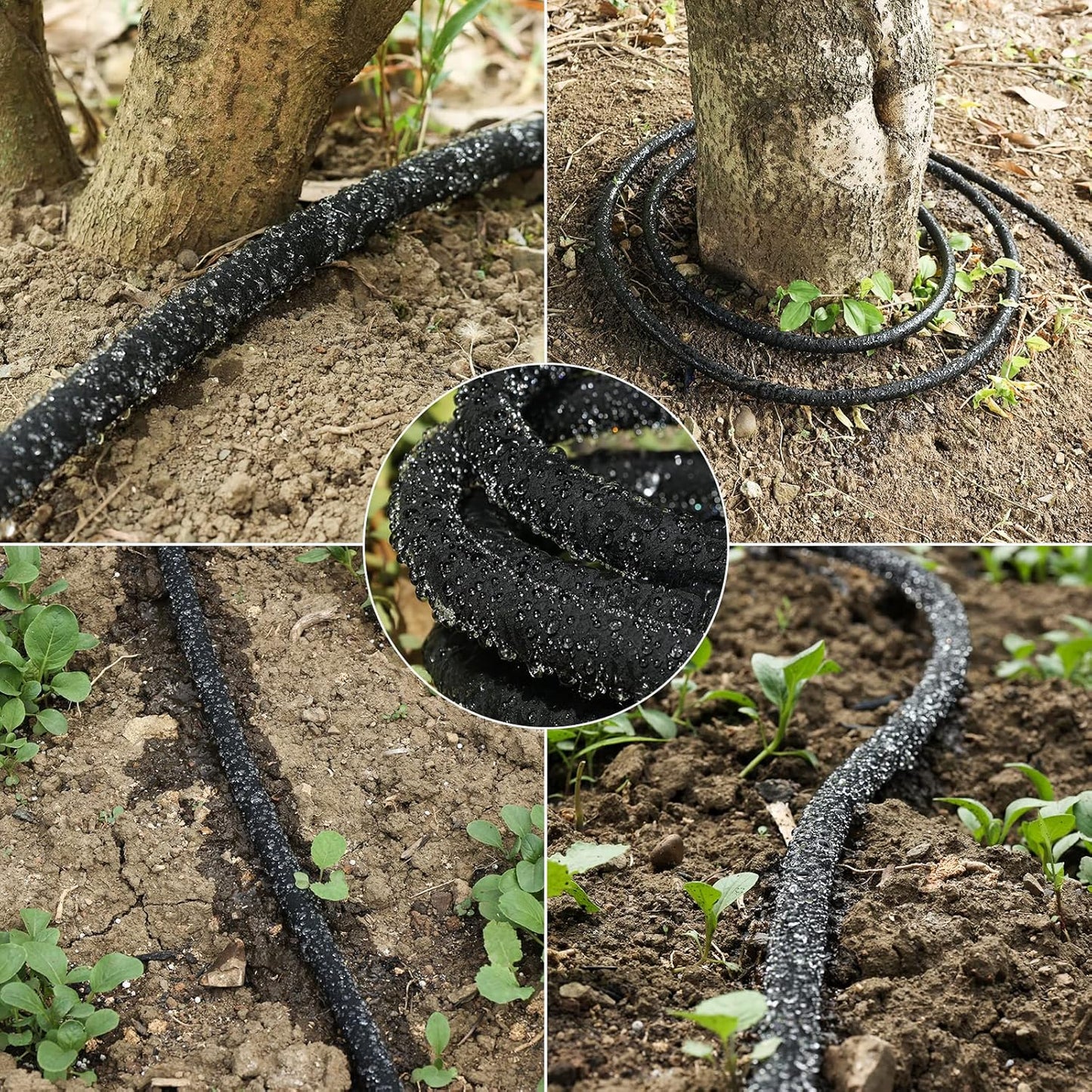 Soaker Hose 25 FT for Garden 1/2" Diameter Irrigation Hose Save 70% of Water Solid Brass Interface Eminently Suitable for Lawn and Garden Beds Cover