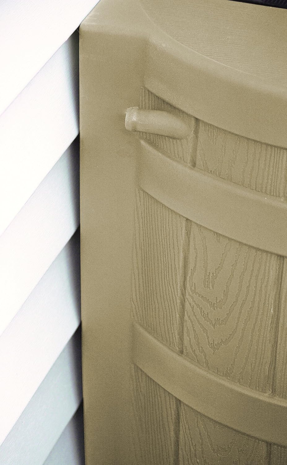 Good Ideas Rain Wizard 50 Gallon Plastic Rain Barrel for Outdoor Rainwater Collection and Storage Features Metal Spigot and Flat Back Design, Khaki