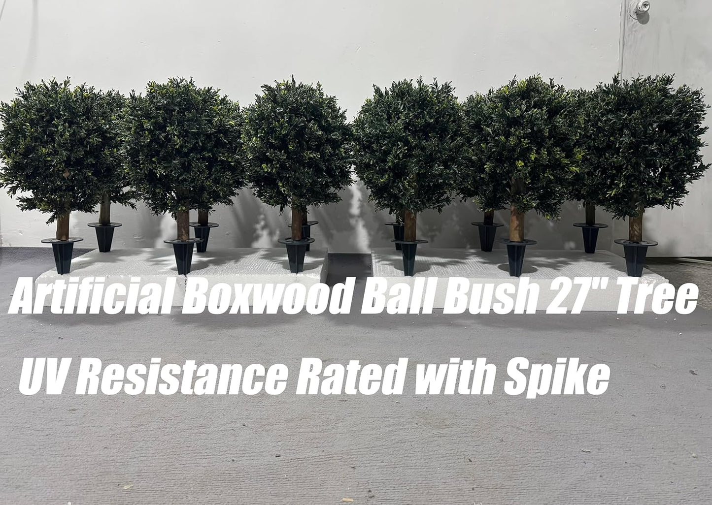 Artificial Boxwood Ball Bush 27" Tree UV Resistance Rated with Spike. Easy to Push in The Ground.Plant Looks Great in a Planter Anywhere. Indoor/Outdoor Decor 2 Pack
