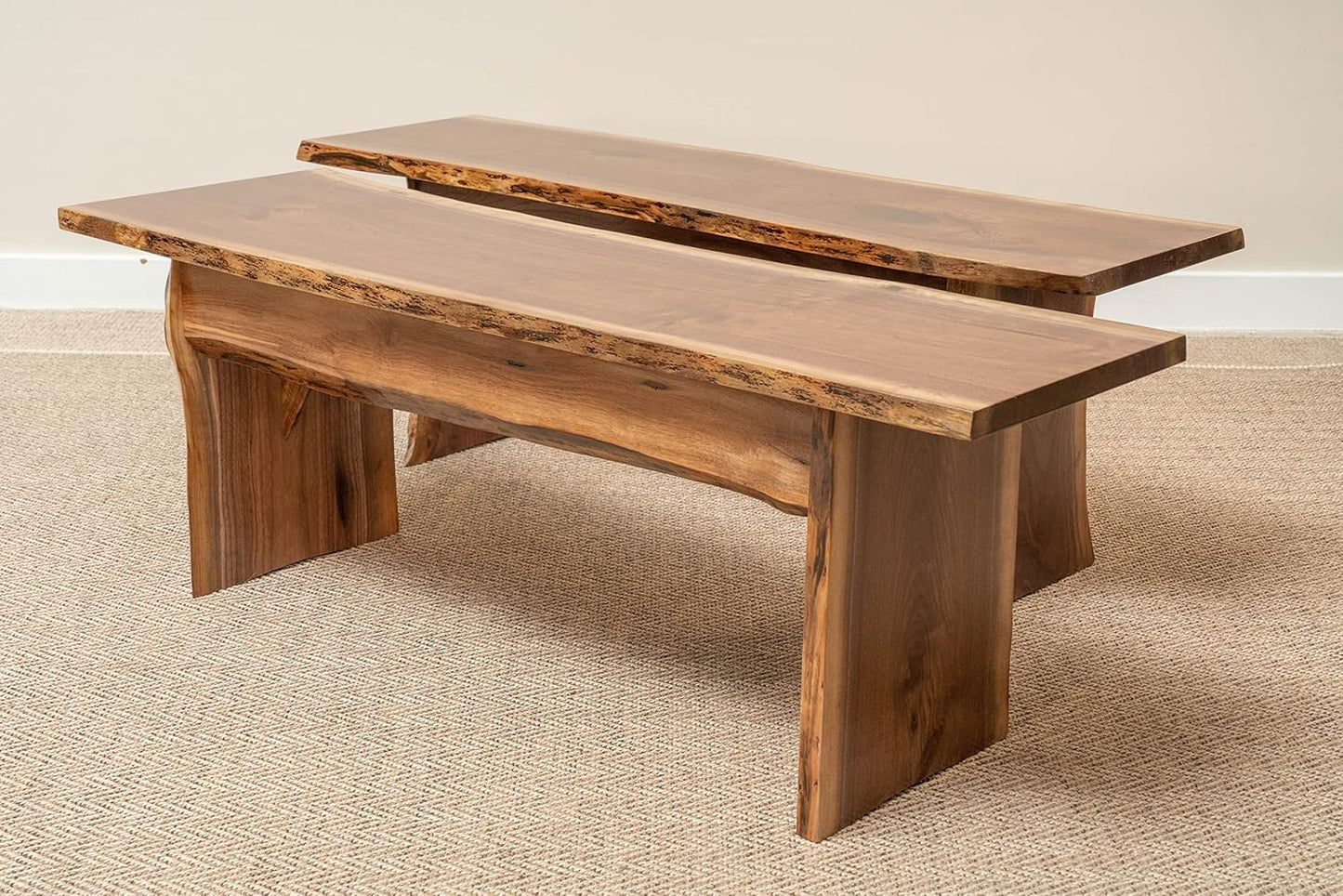 Rustic Red Door Co. Live Edge Wooden Bench - Solid Wood Dining Bench Furniture - Natural Edge Wooden Slab Bench (3' Long, Walnut Wood with Clear Coat)