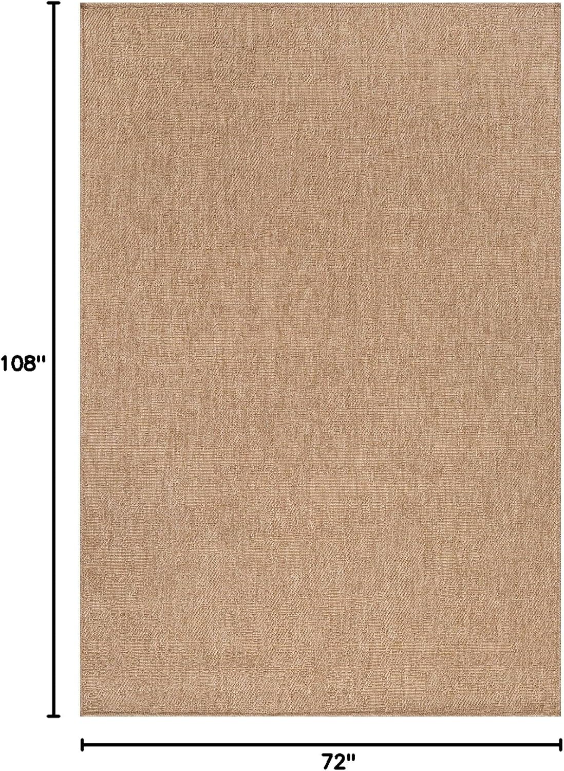 Washable Easy Jute Rug 6x9, Indoor Outdoor Rugs Natural Color Farmhouse Area Rugs for Living Room, Kitchen Rug High Traffic Area, Easy to Clean Solid Boho Woven Design Outside Carpet (6 X 9 Natural)