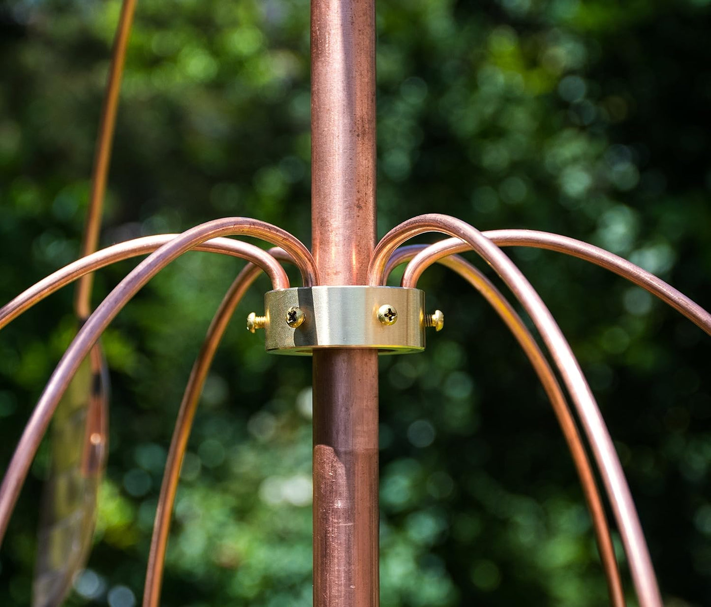 Stanwood Wind Sculpture: Kinetic Copper Triple Spinner - Falling Foliage