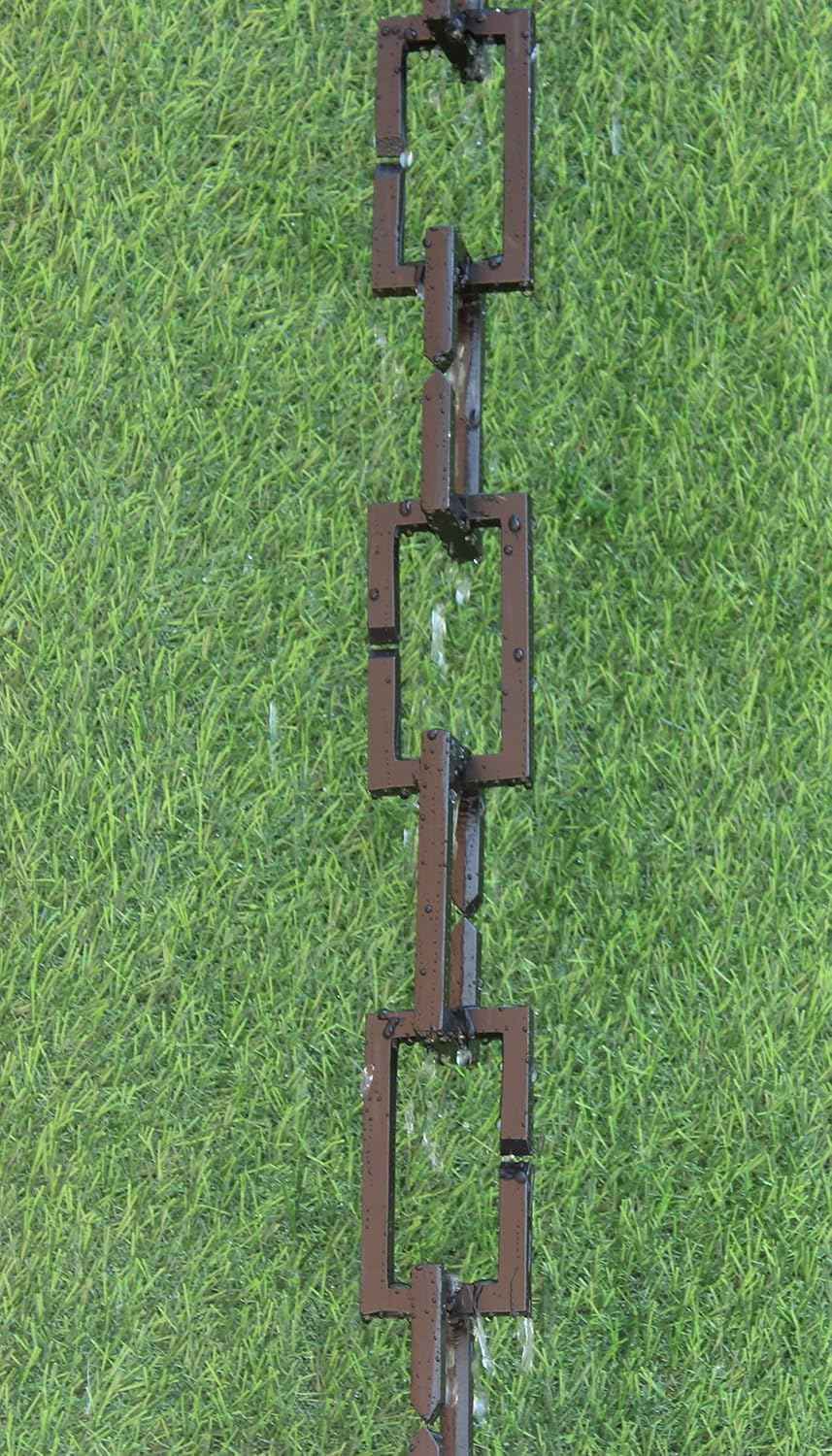 KAM Home Rectangle RAIN Chain 8.5 Foot (Black) with Installation Kit