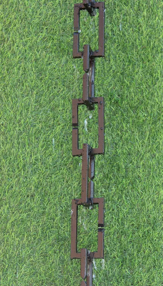 KAM Home Rectangle RAIN Chain 8.5 Foot (Black) with Installation Kit