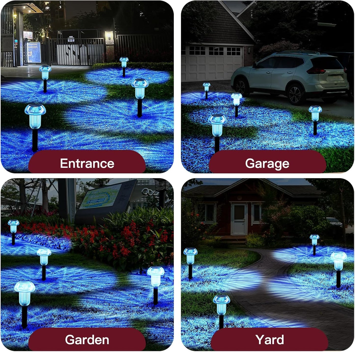 Easter Solar Pathway Lights Outdoor Decorative 4 Pack, Blue LED Mushroom Solar Lights Outdoor Waterproof Solar Powered Decor for Yard Driveway Patio, Valentines Day Halloween Christmas Garden Decor