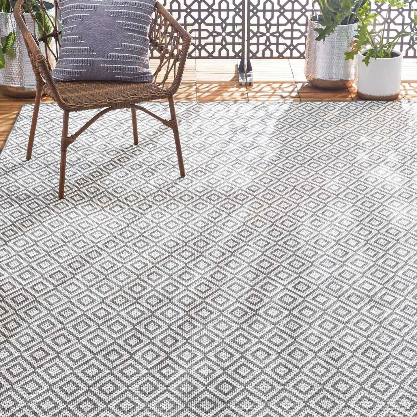 Home Dynamix Tripoli Lydia Indoor/Outdoor Area Rug 7'10"x10'2", Modern Gray
