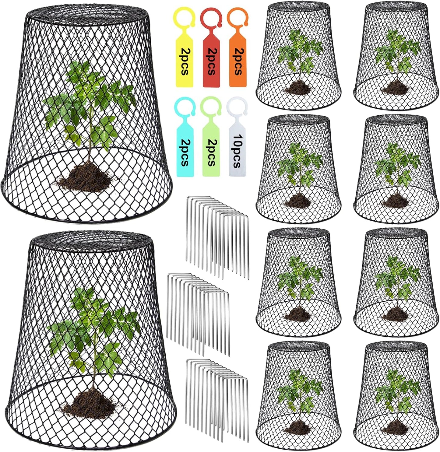 10 Pcs 9.13"×9.13" Chicken Wire Cloche Plant Covers Garden Netting Metal Heavy Duty Plant Protectors from Animals for Keeping Bunnies Chicken Squirrels Birds Other Out
