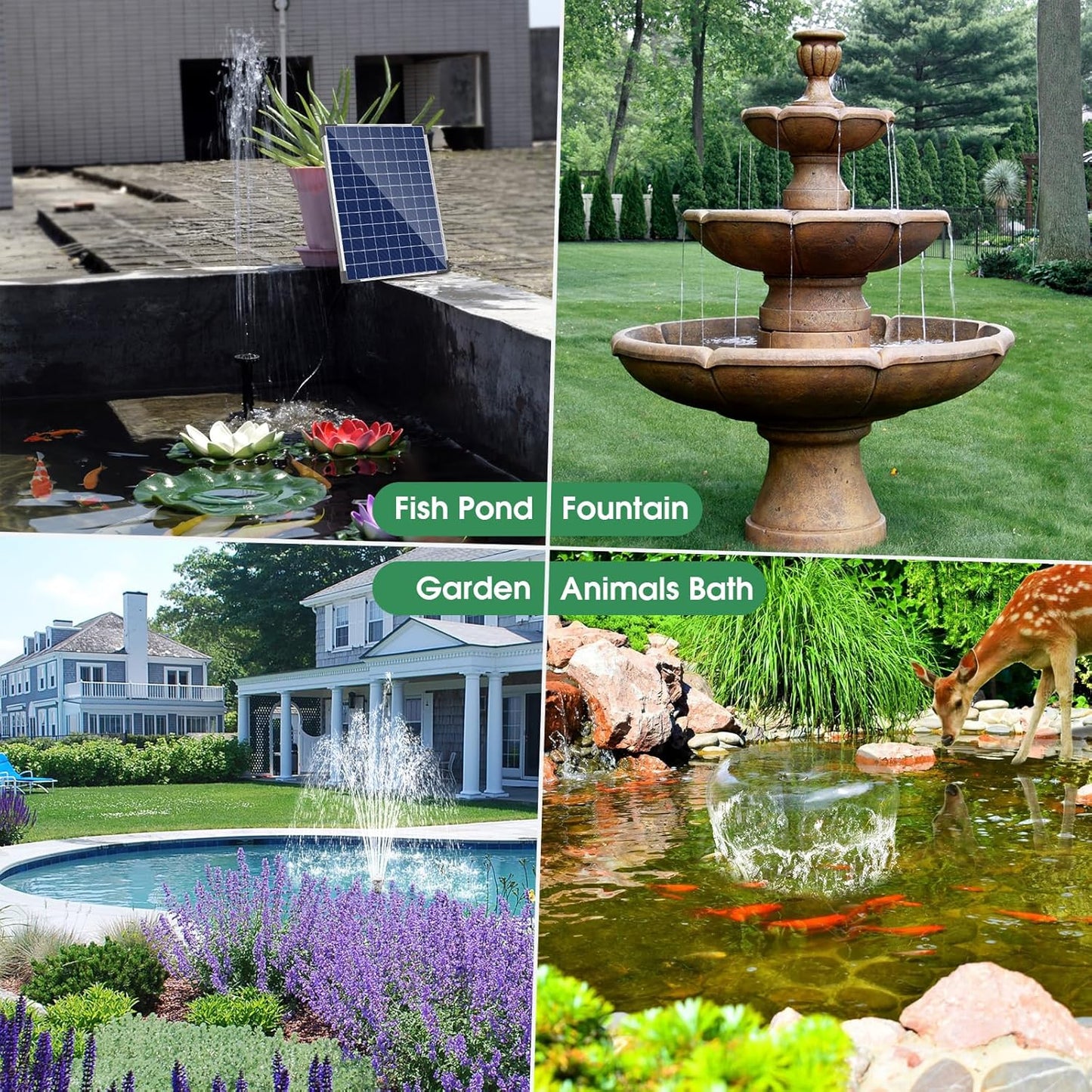 Antfraer 25W Solar Fountain Pump, Solar Water Pump 340GPH Flow Adjustable, Solar Pond Pump with 16.5Ft Cord & PVC Tubing for Pond Small Pond Garden Waterfall Backyard Hydroponics Water Features