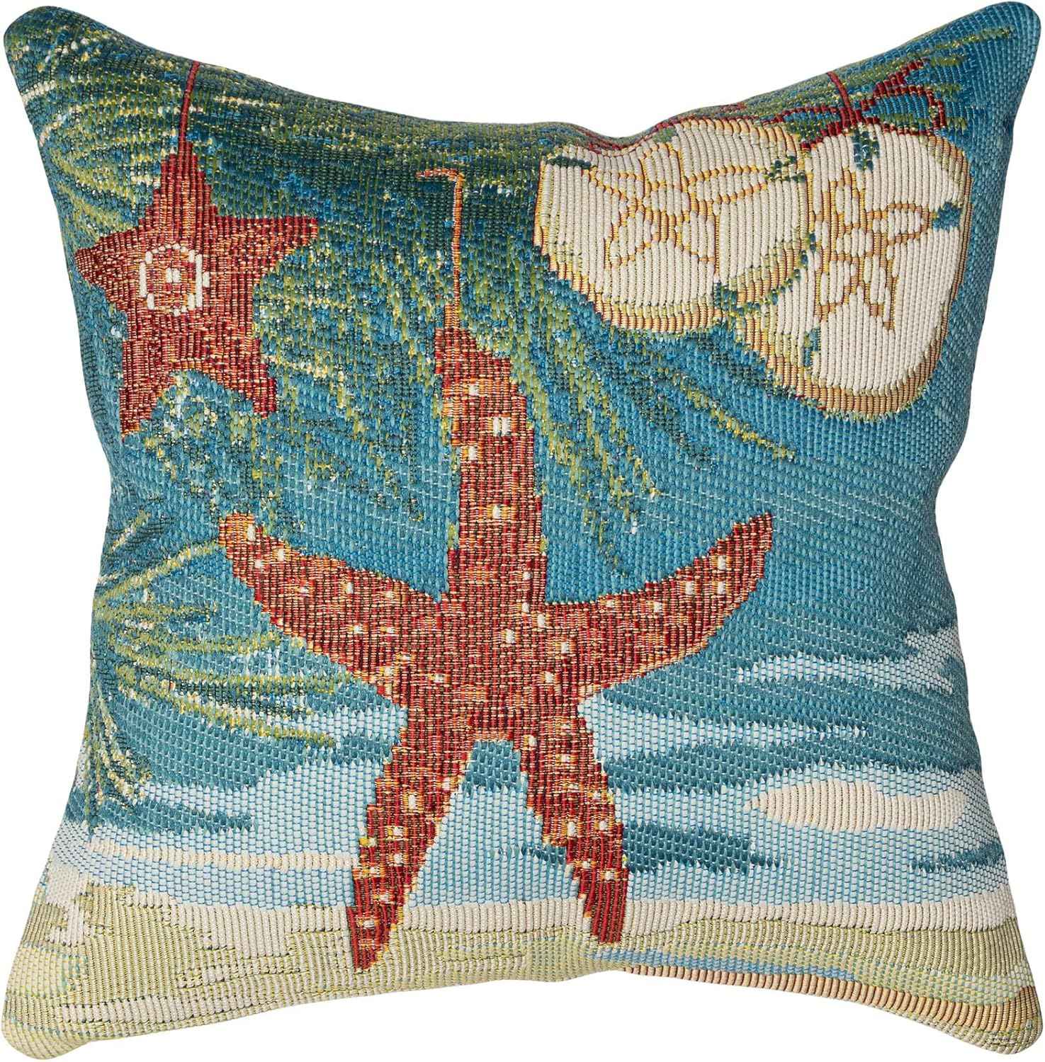 Liora Manne Marina Indoor/Outdoor 18" x 18" Pillow, 18 x 18-Inch, Coastal Ornaments Ocean