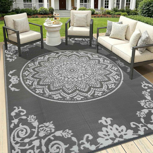 famibay Outdoor Rug Waterproof 5x8 ft, Reversible Outdoor Plastic Straw Rug, UV-Resistant Patio Rug Lightweight Portable RV Mat Indoor Outdoor Carpet for Camping, Balcony, Deck, Backyard, Picnic