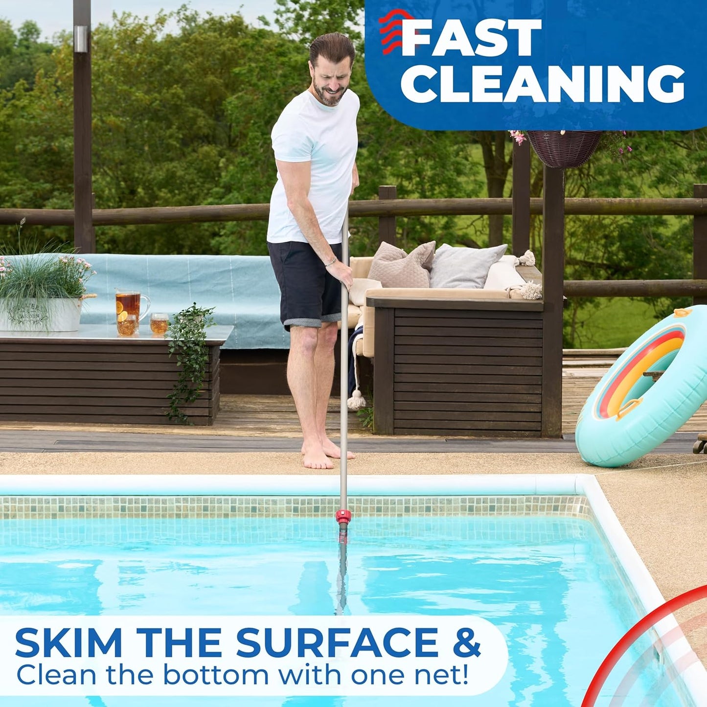 ProTuff 23" Fine Pool Net – 2 Year Unconditional Free Replacement – Cleans 3X Faster Than Vacuums – Wide Pool Skimmer with Deep Bag for Easy Maintenance – Skimmer Net for Leaves, Bugs & Other Debris