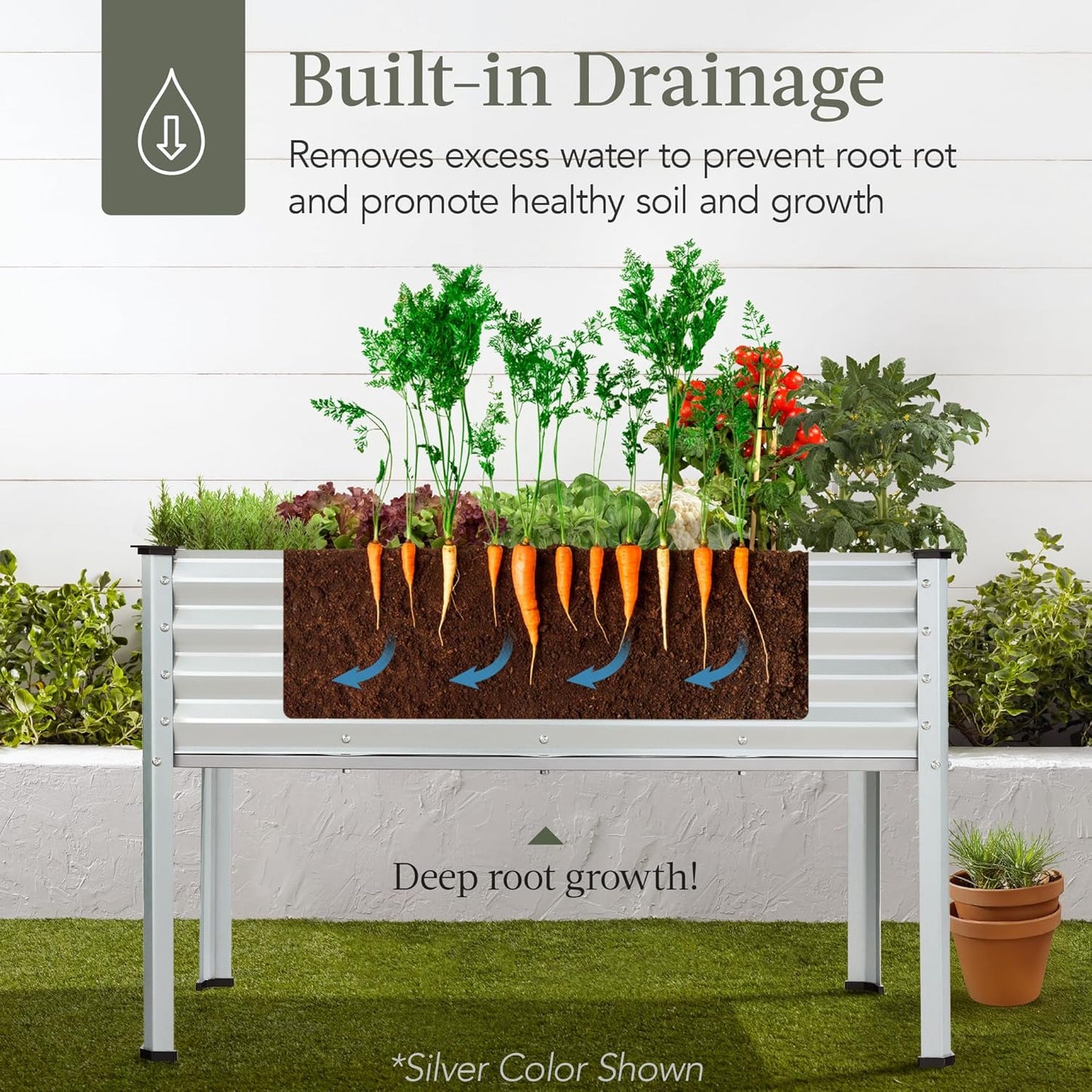 Best Choice Products 48x24x30in Galvanized Raised Garden Bed, Metal Elevated Planter Box, Vegetable Garden for Backyard, Patio, Balcony - Dark Green