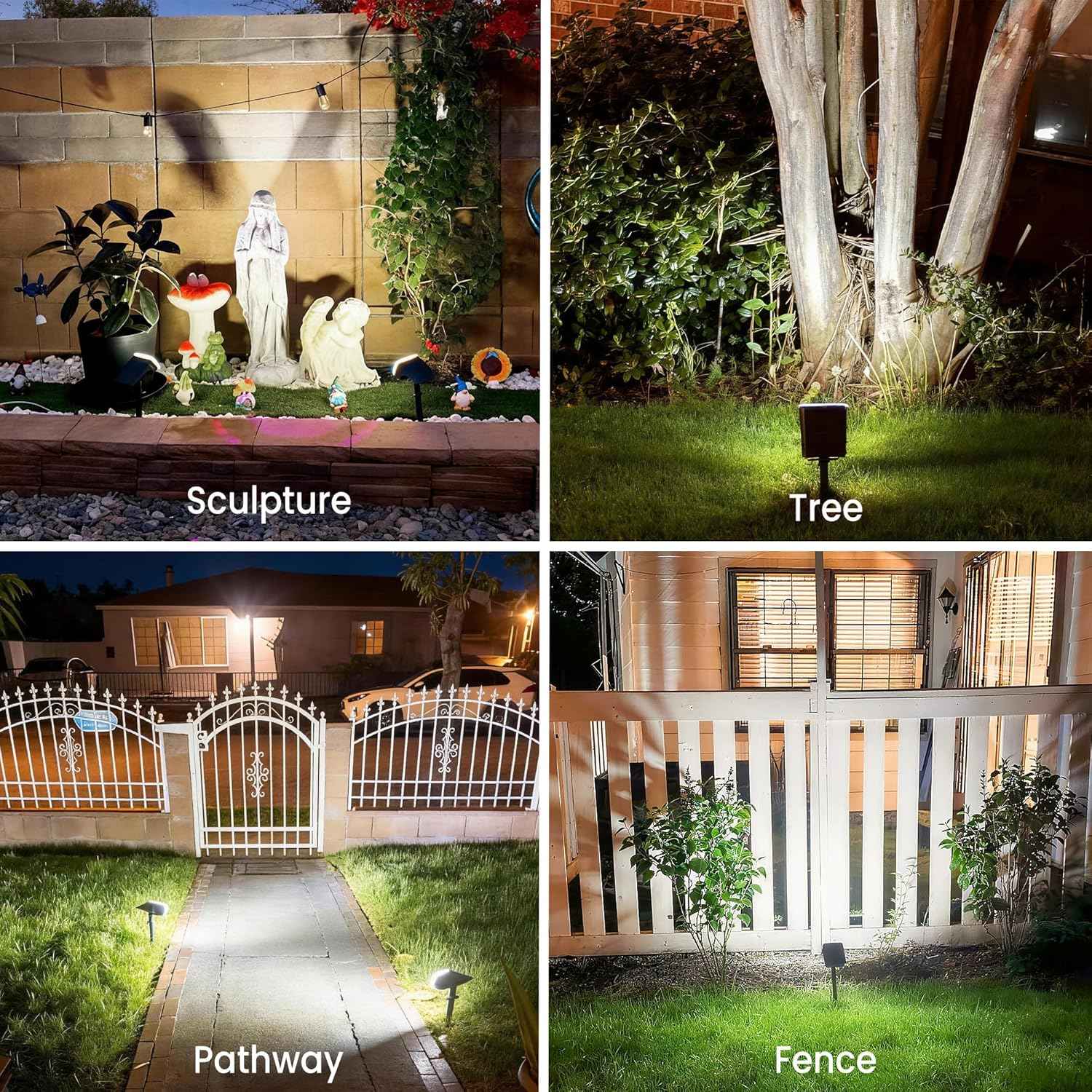 Solar Lights Outdoor Waterproof IP65, Super Bright LED with Lens, 6500K 2 Lighting Modes, Solar Powered Yard Garden Solar Spot Lights for Outside Landscape Auto On/Off - 6 Pack