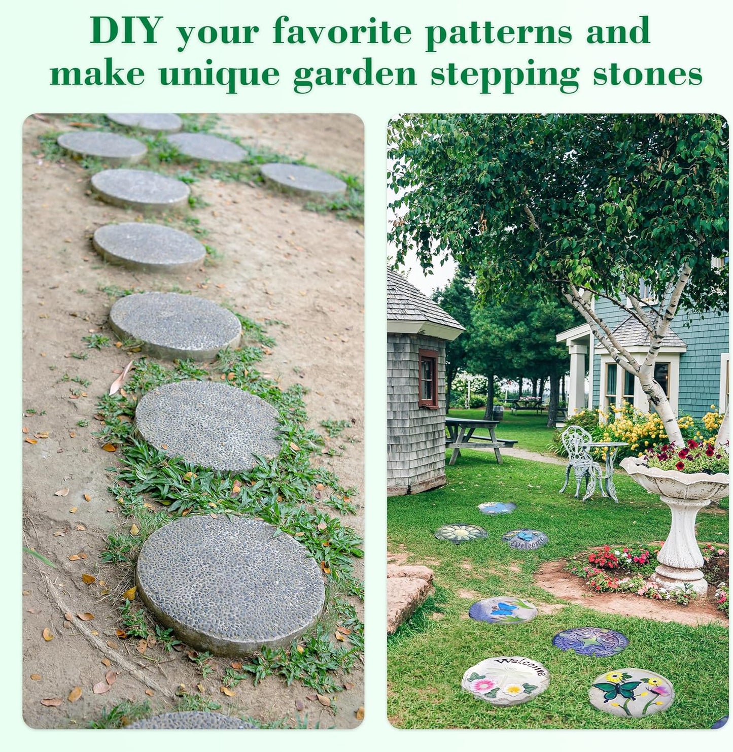 U0U 3 Size Round Stepping Stone Mold,10" 11.4" 12.6" Cement Molds for Concrete,White Plastic Concrete Molds for Casting Garden Pathmate Pavement Precast and Forms Walkway