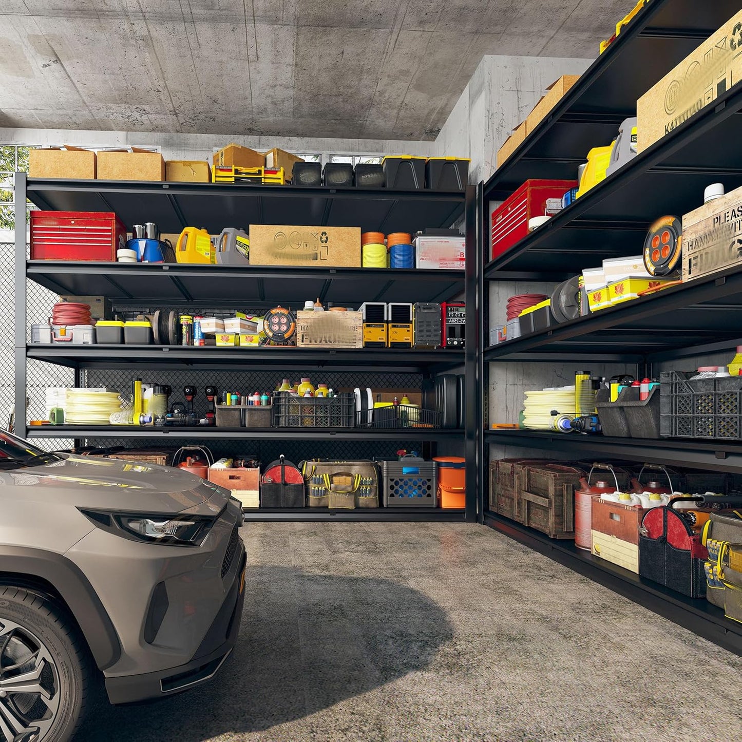 REIBII 60" W Garage Shelving Heavy Duty 3000LBS Garage Shelves 5 Tier Storage Shelves Adjustable Metal Shelving and Industrial Shelving for Basement Workshop, 60" W x 24" D x 72"