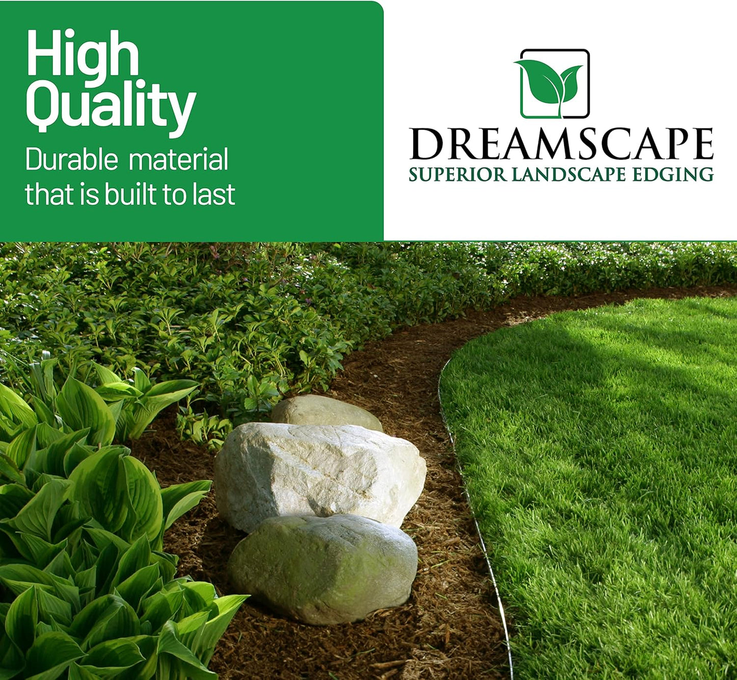 Dreamscape YardEdge Aluminum Landscape Edging - 4 Strips, 6ft Each (24ft Total), Mill Finish - Professional Quality Landscaping Border, Metal Divider for Lawn, Garden, Flowerbed