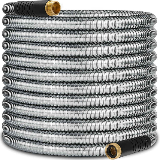 150 ft Stainless Steel Garden Hose - 2026 New Upgraded Metal Water hose - Flexible Water Hoses Pipes with Latex Core, 3/4" Solid Brass Connector - No-Expandable Watering Garden Hoses