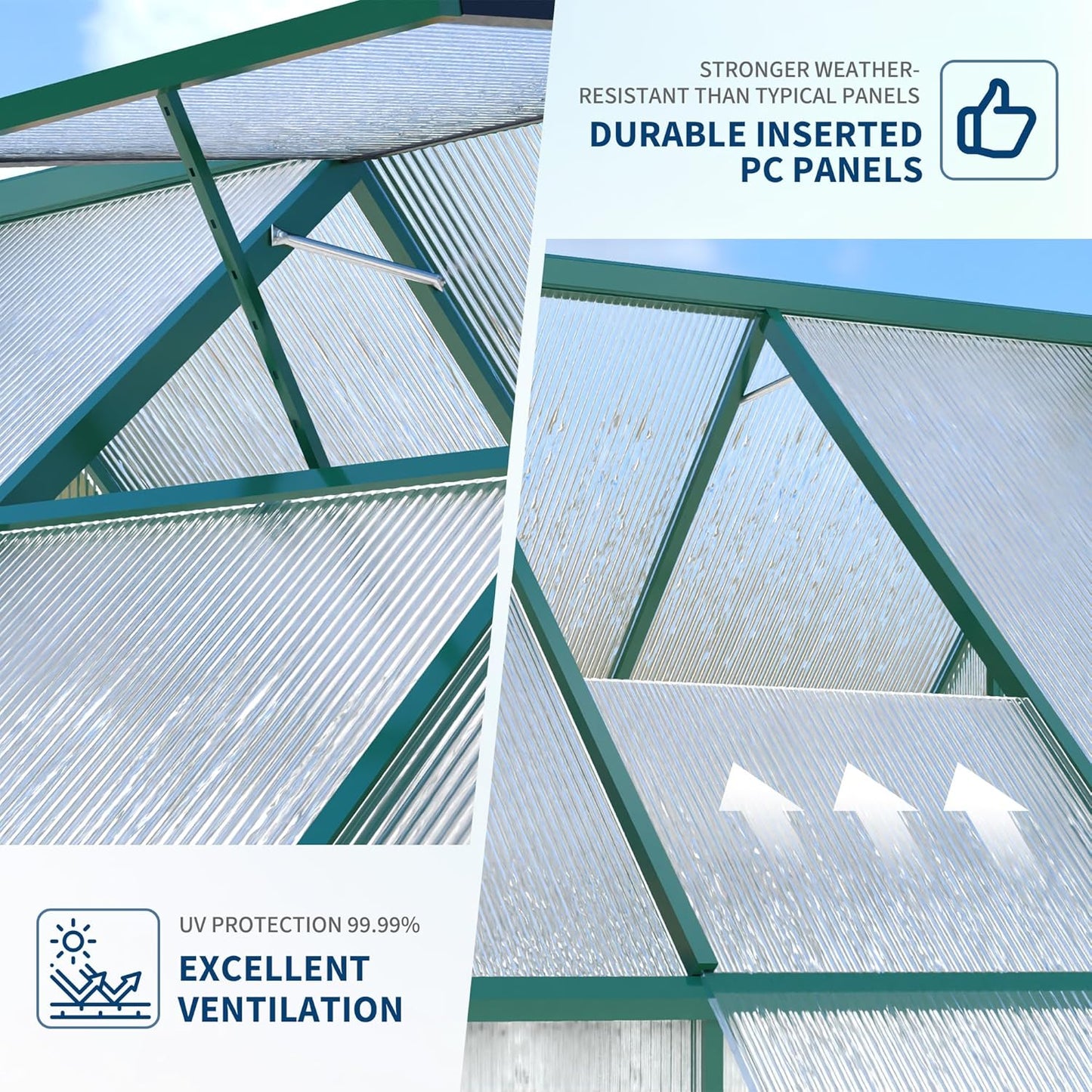8'X14' Aluminum-Framed Polycarbonate Greenhouse, Heavy Duty Polycarbonate Greenhouse with Quick Setup Structure and Roof Vent, Large Enhanced Aluminum Greenhouses Kit for Outdoors
