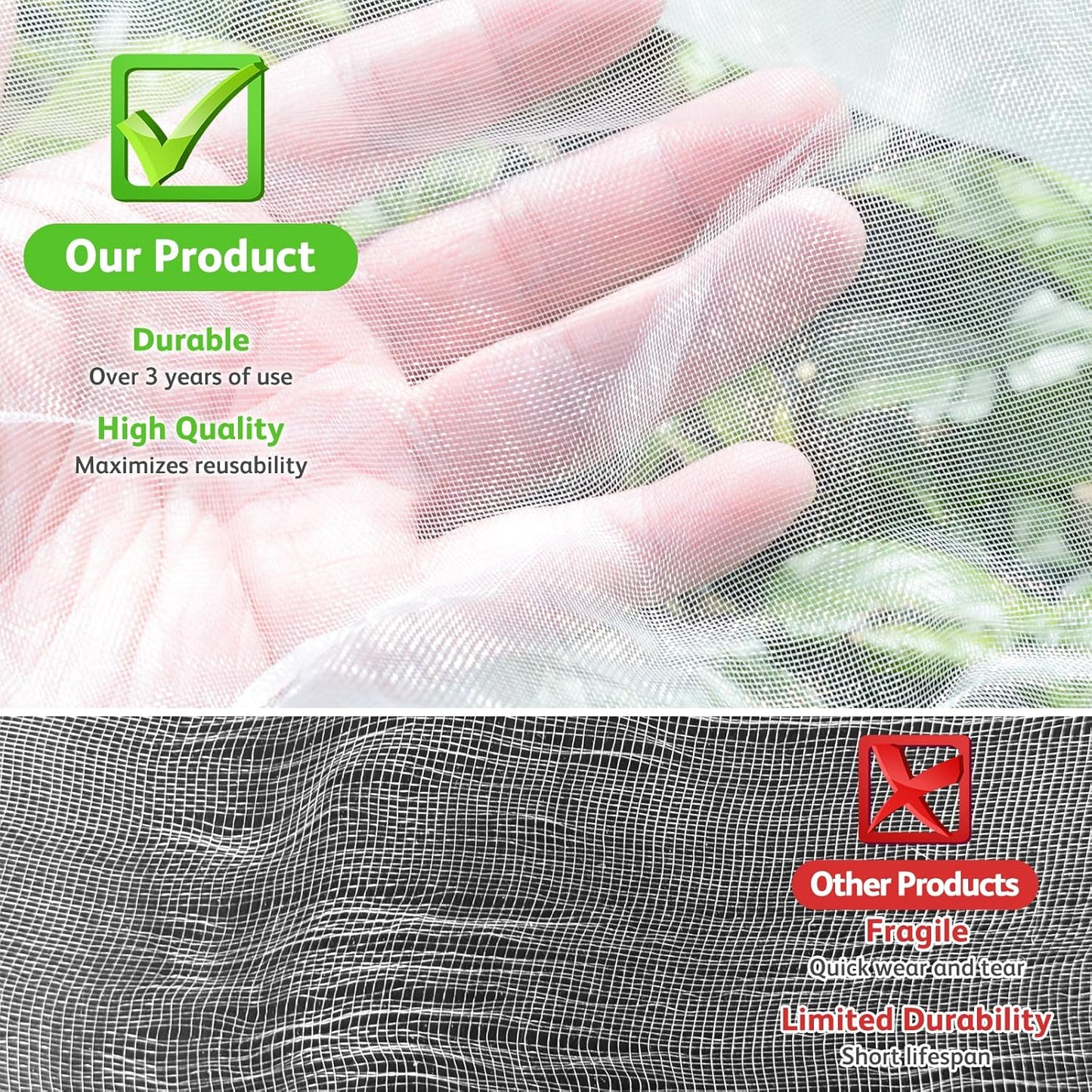 JOJOLEE Fruit Tree Netting for Garden Protection, 2Pcs 8.2 x 6.5FT Insect Bird Nettings with Zipper and Drawstring, Plant Cover Mesh Net Bags for Blueberry Bushes, Tomatoes, Flowers