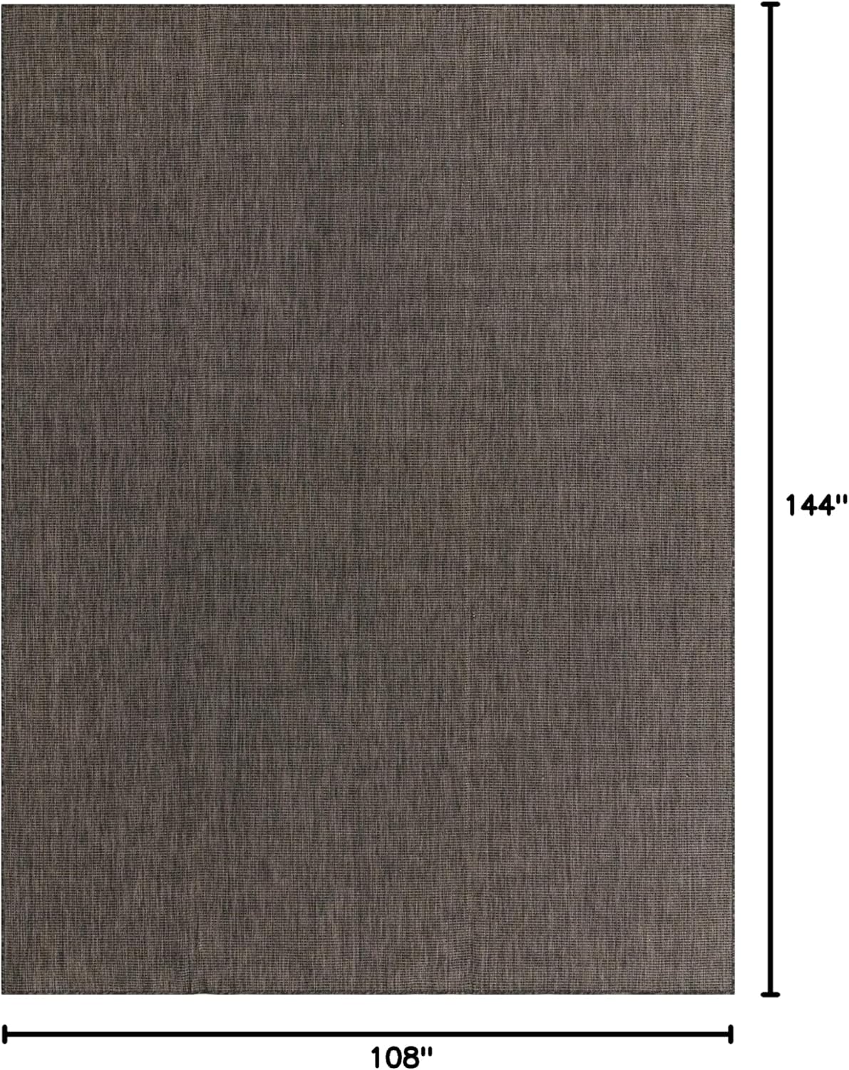 Unique Loom Collection Casual Transitional Solid Heathered Indoor/Outdoor Flatweave Area Rug (9' x 12' Rectangle, Black/Ivory)