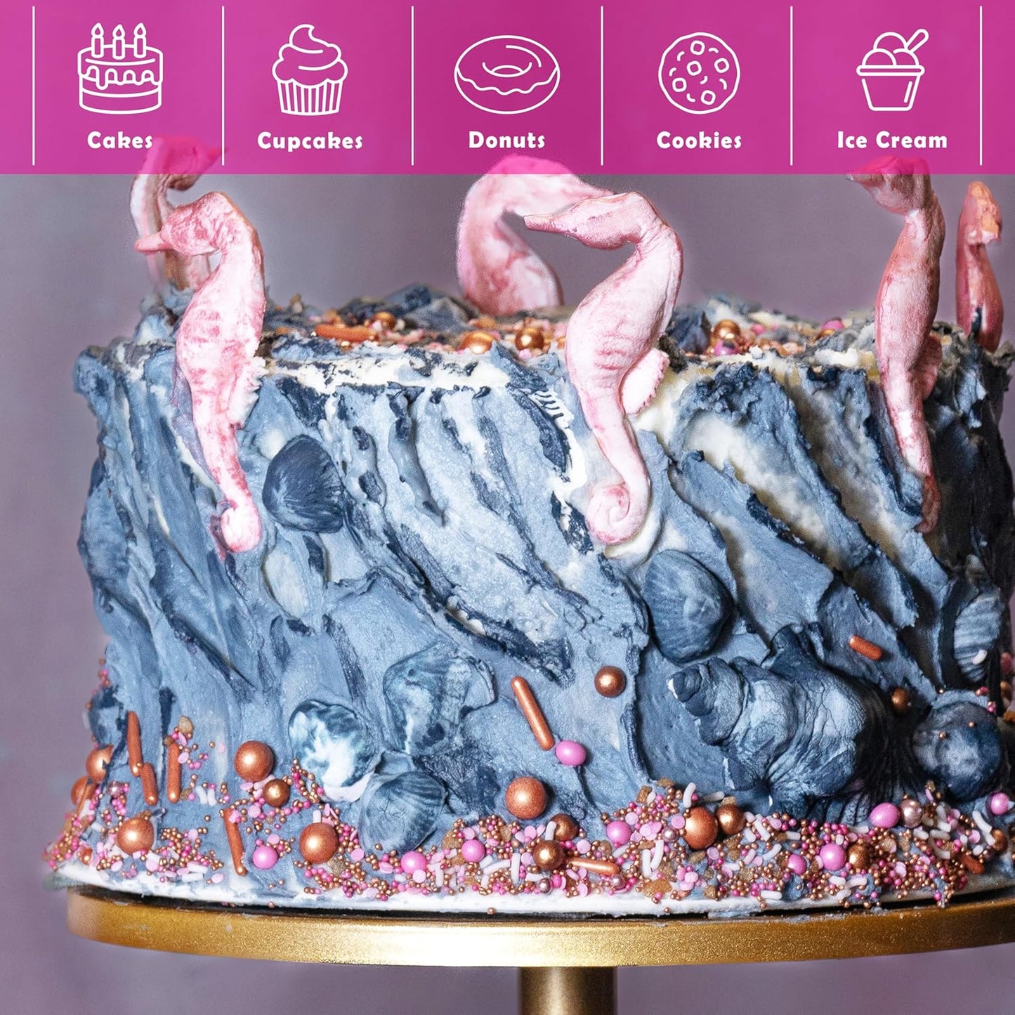 Pink Sugar & Purple Blush Luster Dust for Baking (2 Pack) – Edible Glitter for Cake Decorating, Fondant, Cupcakes, Drinks & Desserts – Kosher, Vegan, Food-Safe Luster Dust - 2 grams, Highly Concentrated