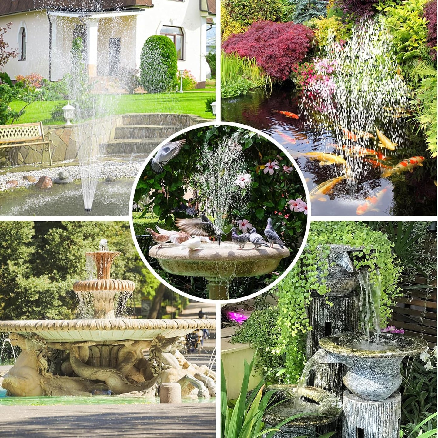 Solar Pond Pump, 20W Solar Fountain Pump with 350GPH Flow & 4 Spray Styles, 16.5Ft Extendable Power Cord, Debris Barrier Bag for Outdoor Fountain, Ponds, Fish Tank, Waterfall, Garden Water Features