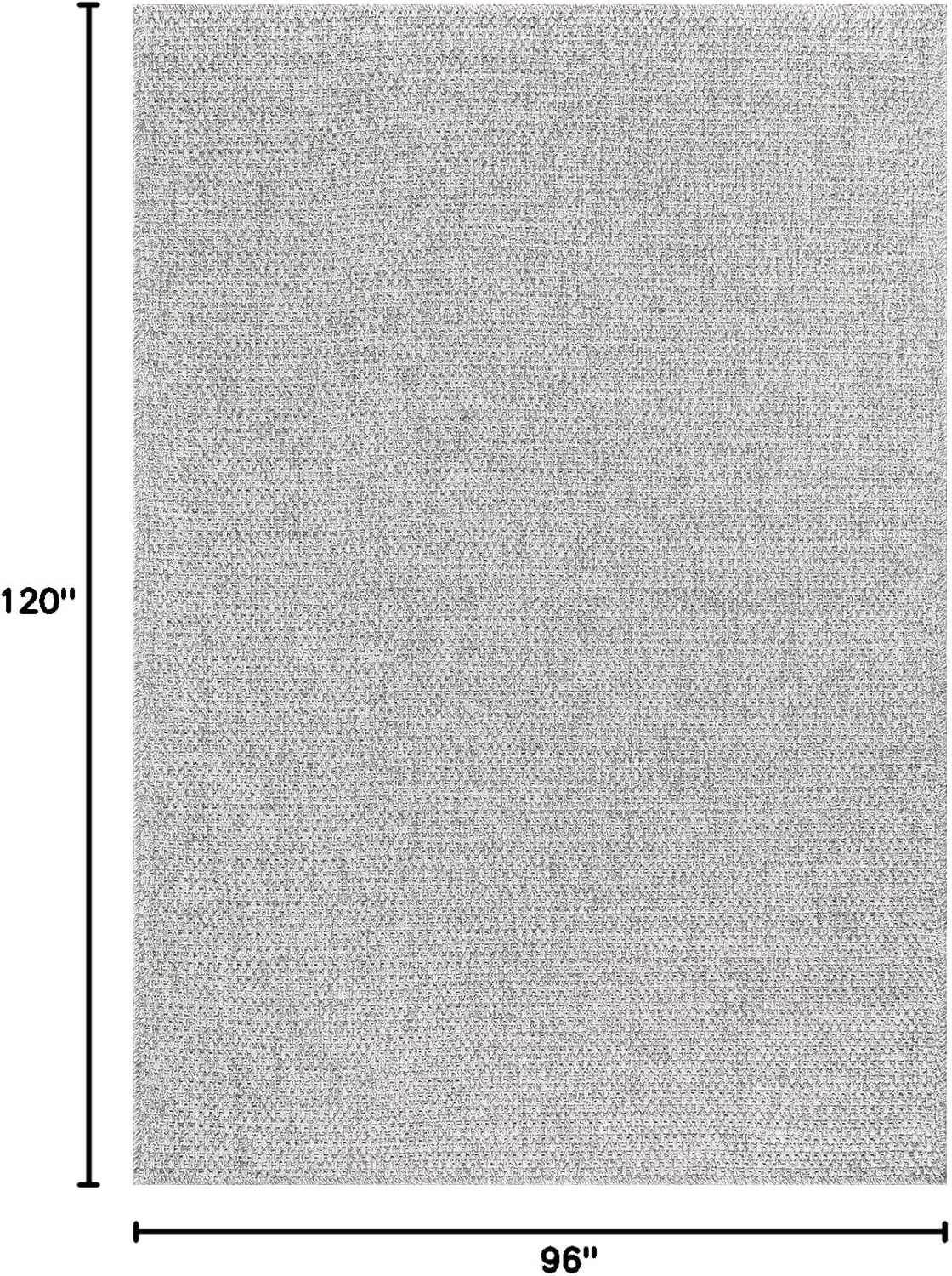 CAMILSON Easy Jute Rug 8x10, Indoor Outdoor Grey Color Area Rugs for Living Room Farmhouse Patio and Kitchen Rug, Solid Boho Woven Design, Easy-Cleaning, Washable Outside Carpet Alfombras (8 x 10)