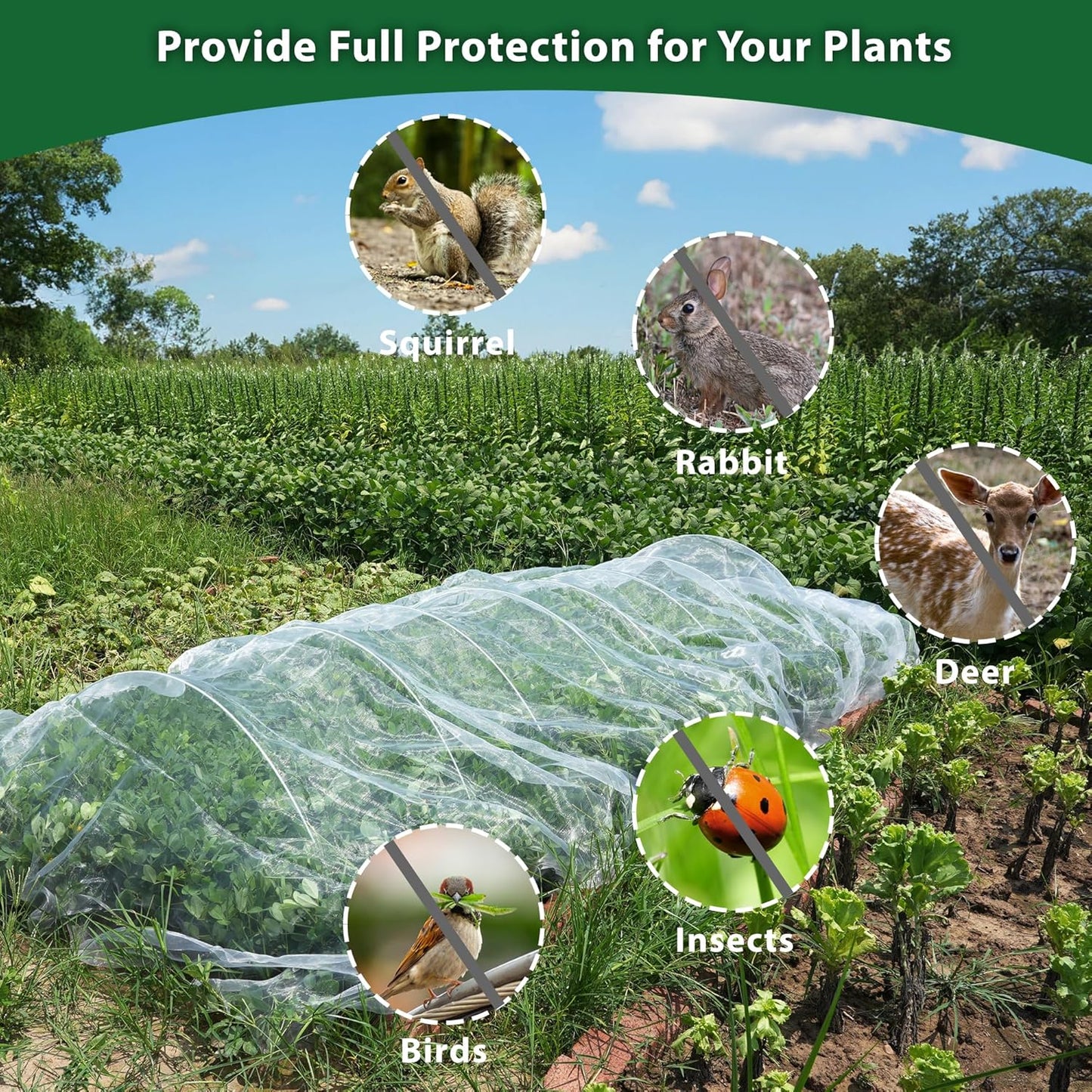 10 * 50FT Ultra Fine Garden Mesh Netting Pest Barrier, White Plant Covers for Outdoor Patio Greenhouse Crops Vegetables Fruit Flower Garden Protection, Row Covers Fabric Screen Insect Bug Bird Netting