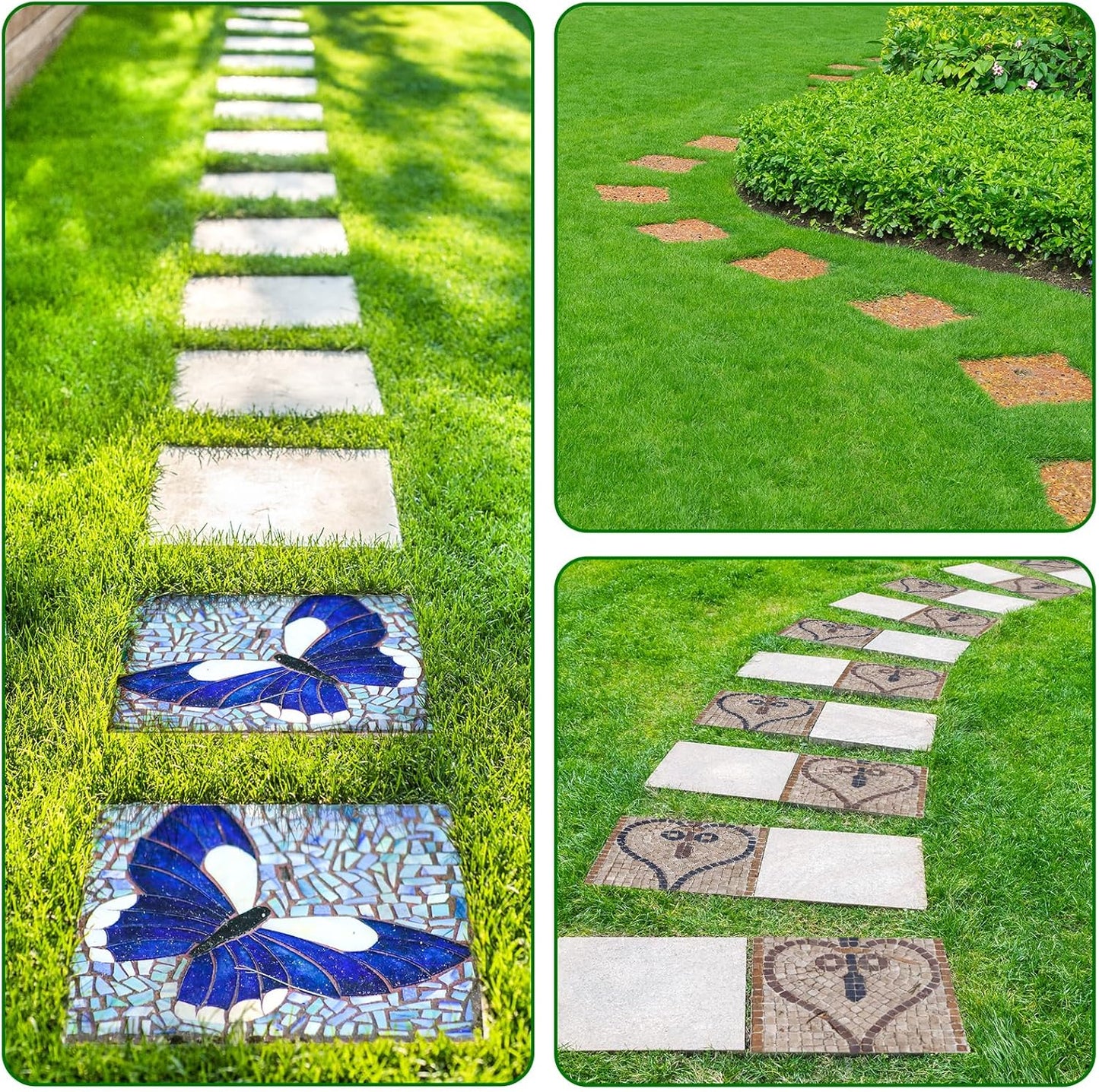 U0U 3 Size Square Stepping Stone Mold,8" 10.2" 12.2" Reusable Concrete Mold for Concrete,Plastic Cement Molds for Casting Garden Pavement and Forms Walkway (Black)