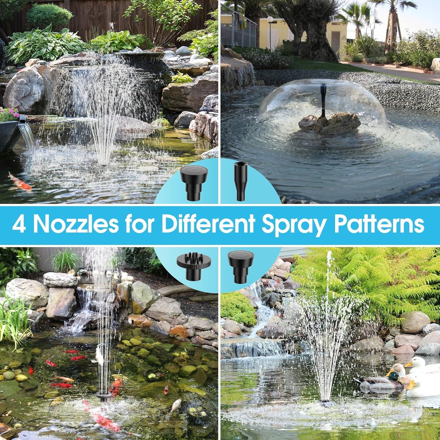 POPOSOAP 40W Solar Fountain Pump with Pond Filter, Solar Pond Filter with 480GPH Adjustable Flow, Pond Filters for Outdoor Ponds Pool Waterfall Koi Pond Water Features