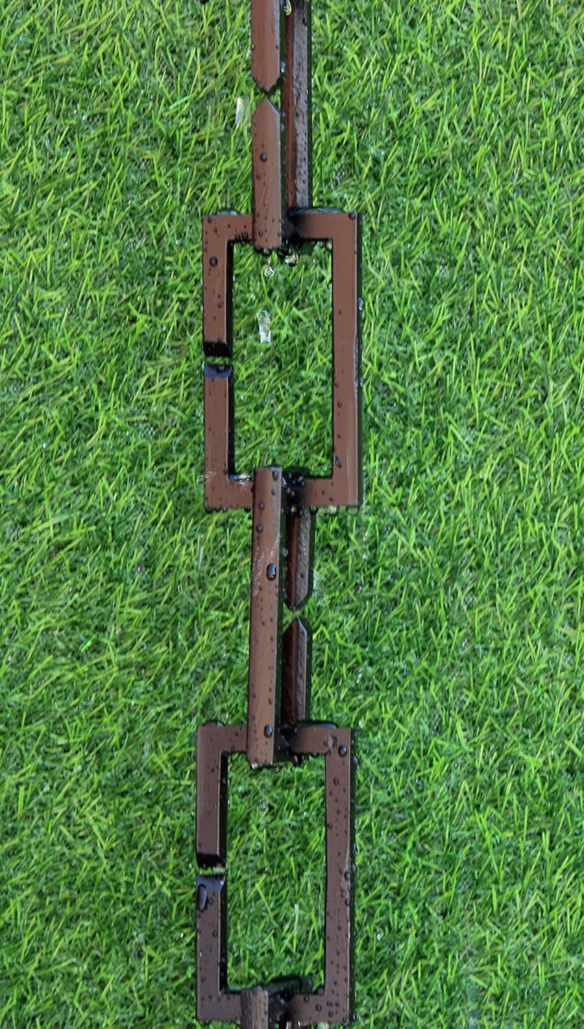 KAM Home Rectangle RAIN Chain 8.5 Foot (Black) with Installation Kit